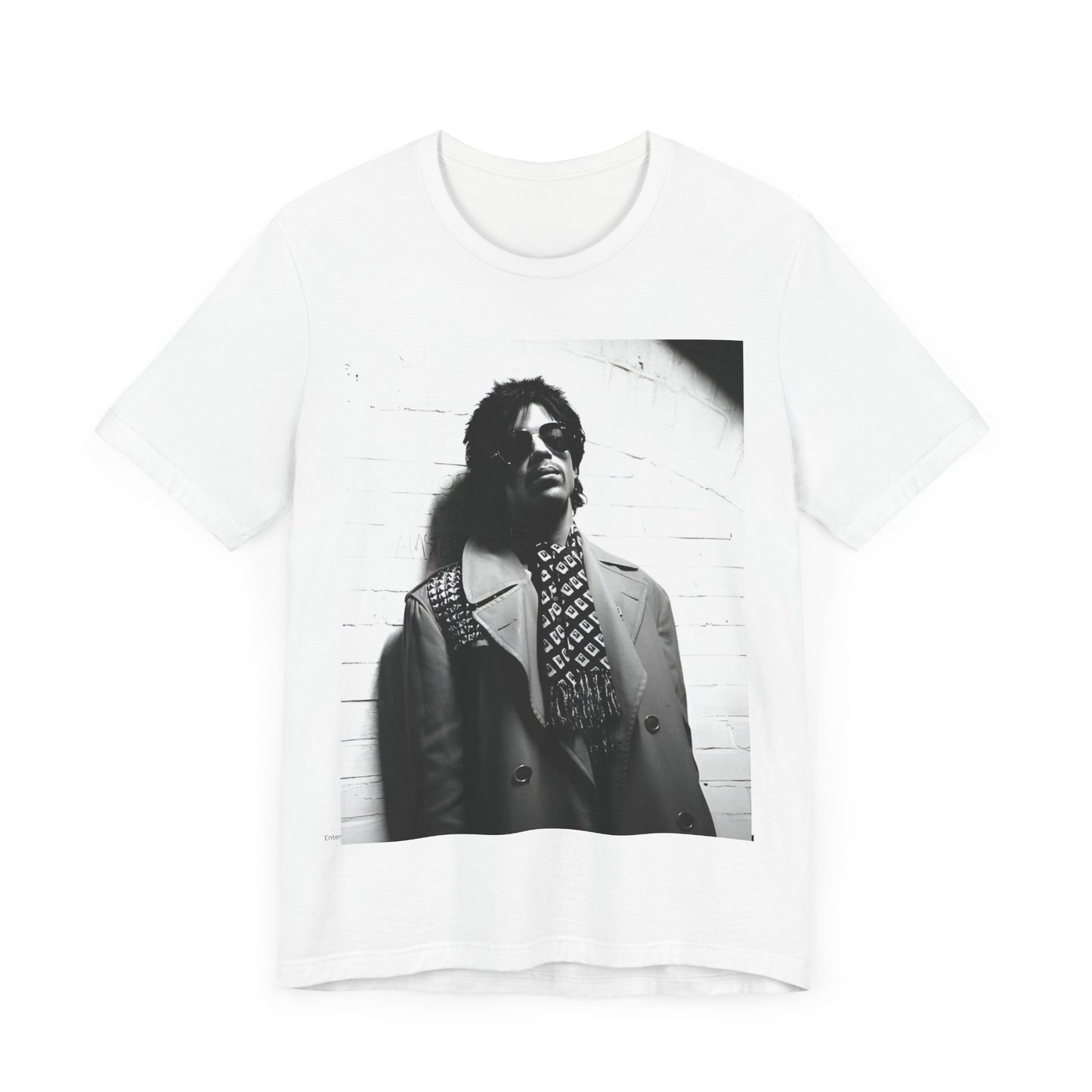 A black graphic t-shirt featuring Prince's iconic symbol, representing 'The Artist Formerly Known As'.