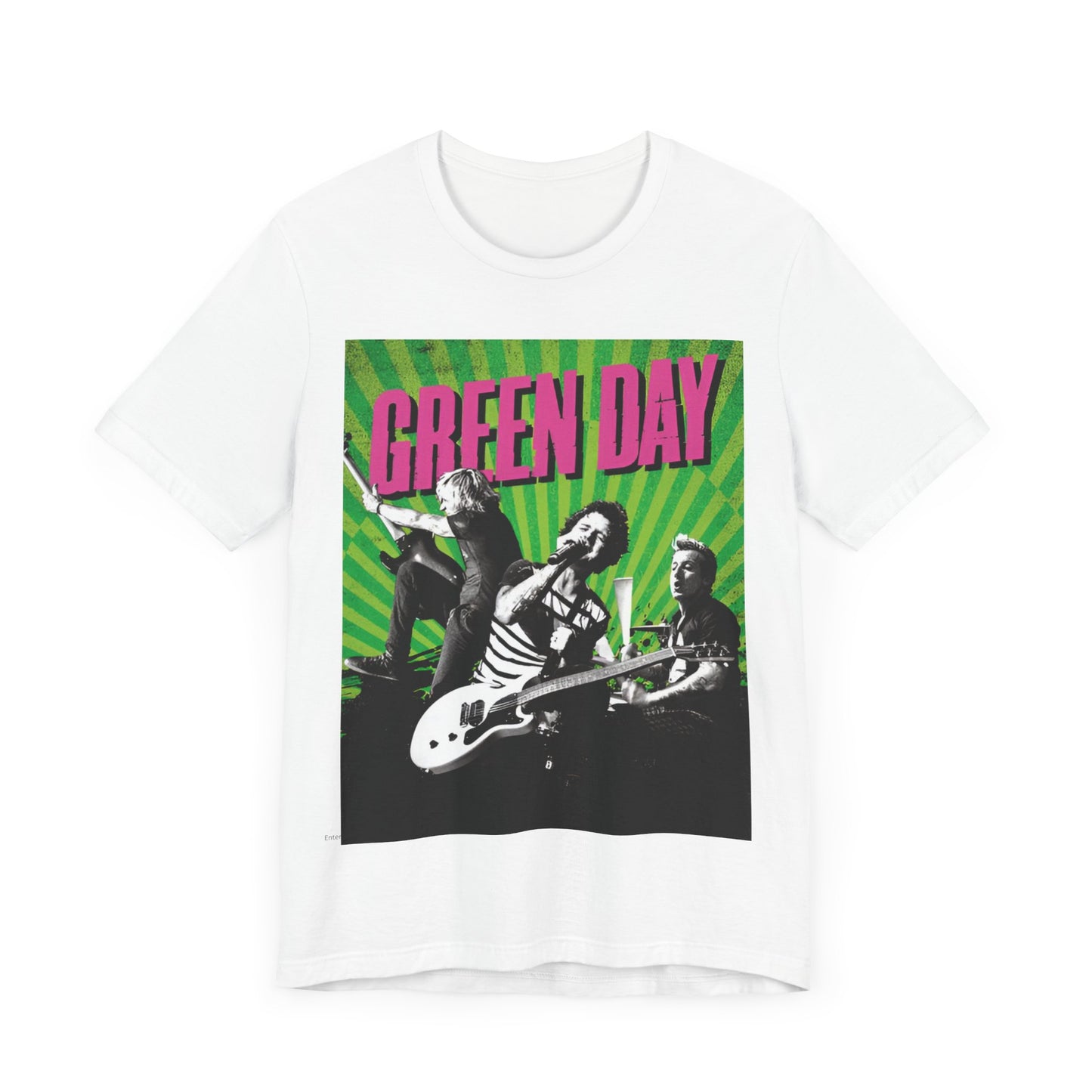 A black graphic t-shirt featuring a graphic related to Green Day's 'Basket Case' song.