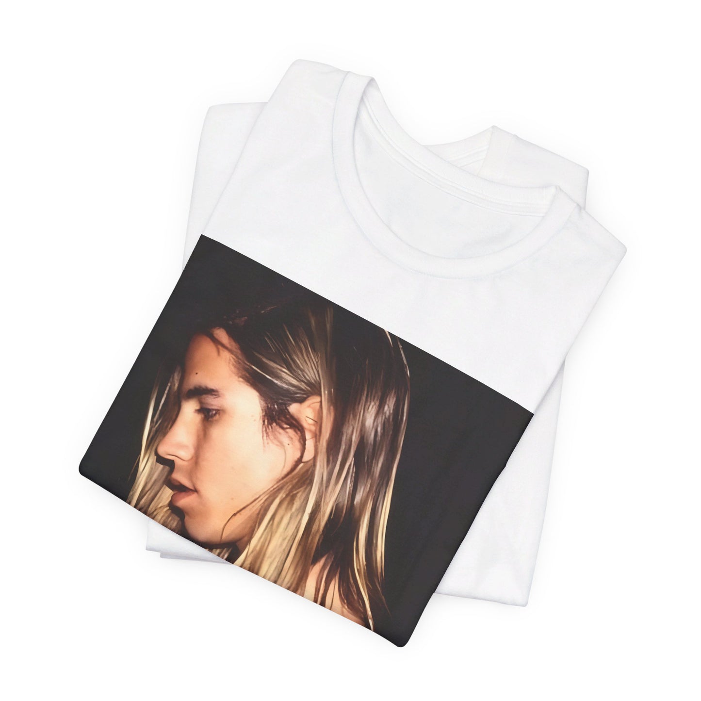 A black graphic t-shirt featuring a 90s graphic of Anthony Kiedis from Red Hot Chili Peppers, evoking LA style.