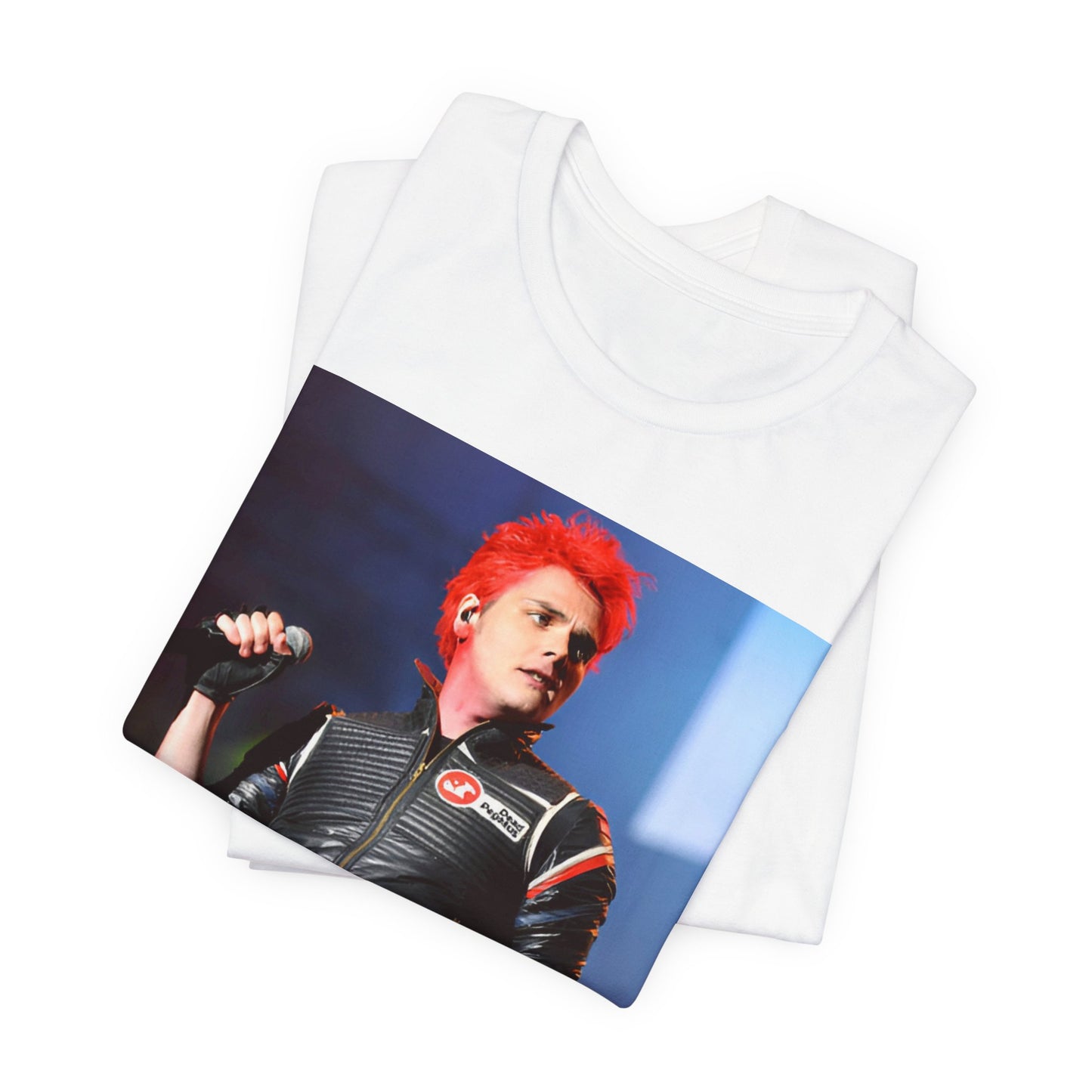 A black graphic t-shirt featuring a graphic related to My Chemical Romance's emo revival era.