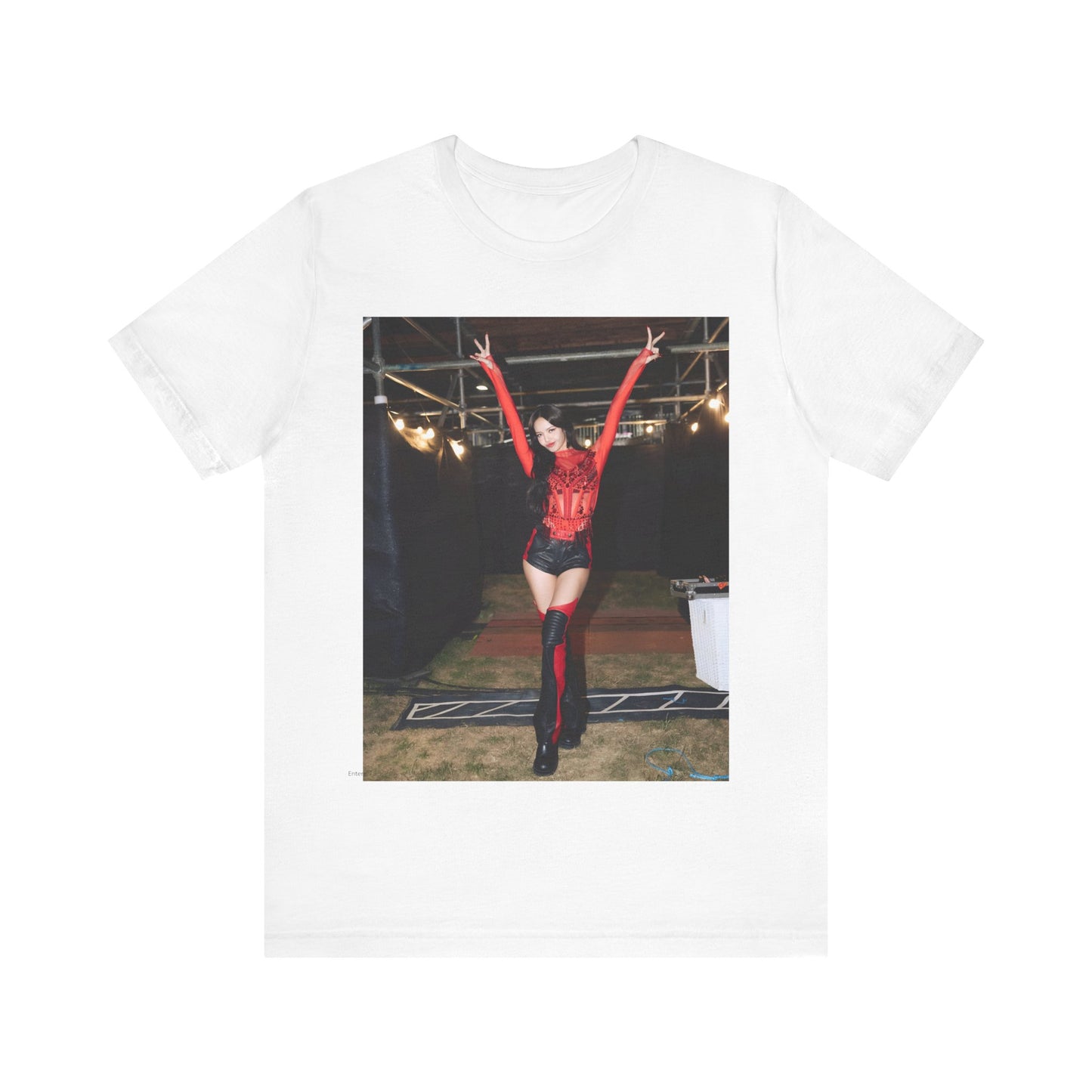 A black graphic t-shirt featuring a classic graphic of Lisa as a Blackpink rapper.
