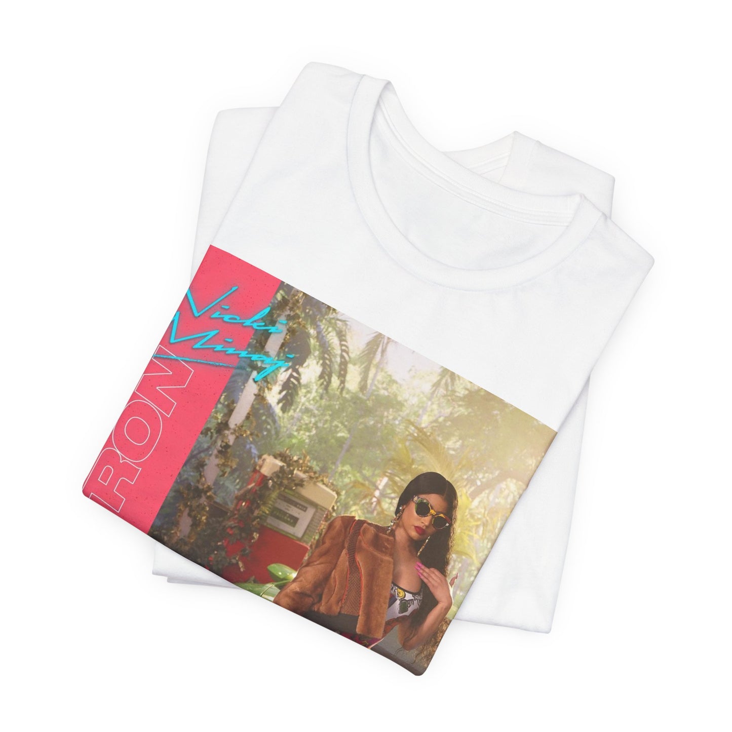 A black graphic t-shirt featuring a graphic related to Nicki Minaj's 'Megatron' song.