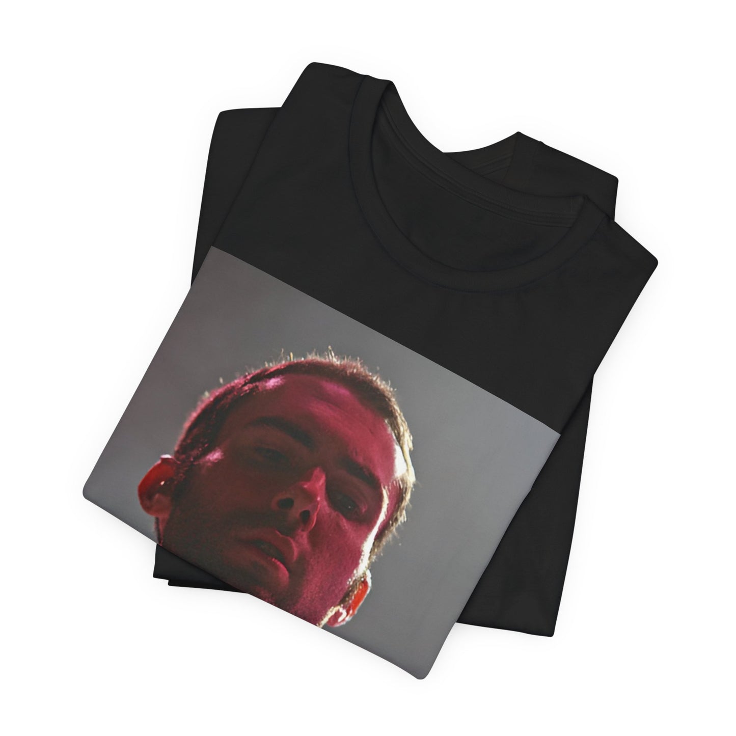 A graphic design inspired by the cover art and color palette of Maroon 5's debut album, "Songs About Jane," on a t-shirt.