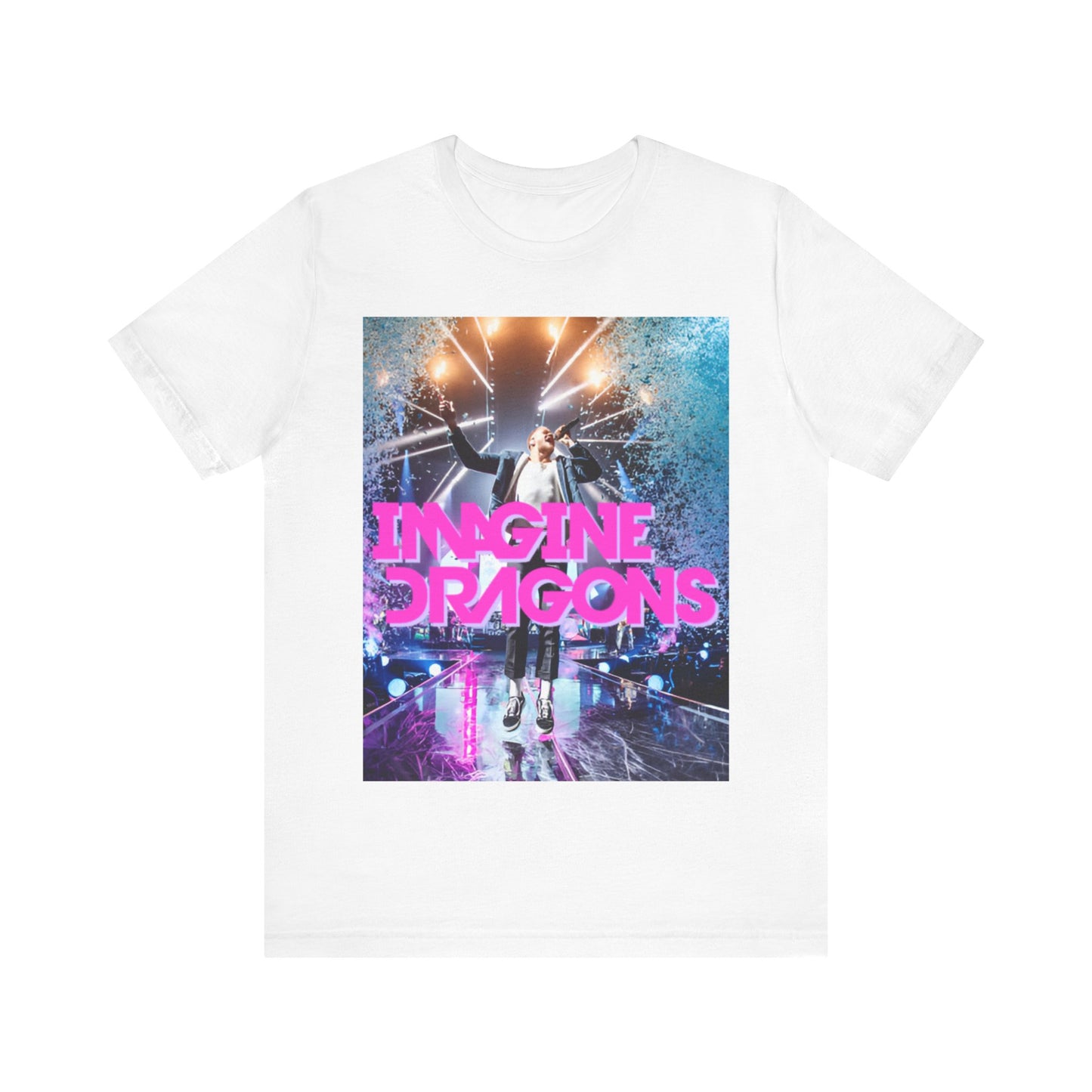 A black graphic t-shirt featuring a tour concert graphic of Imagine Dragons.