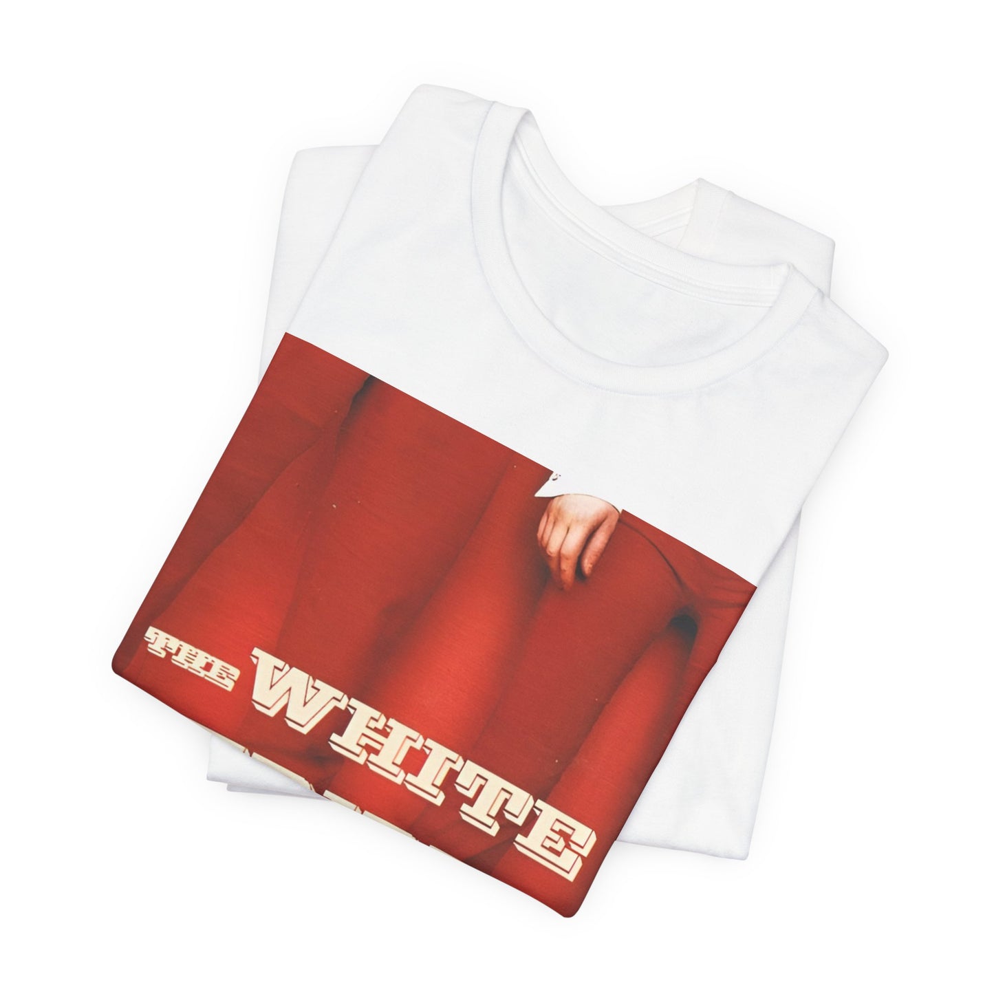 A black graphic t-shirt featuring a red and white signature graphic of The White Stripes.