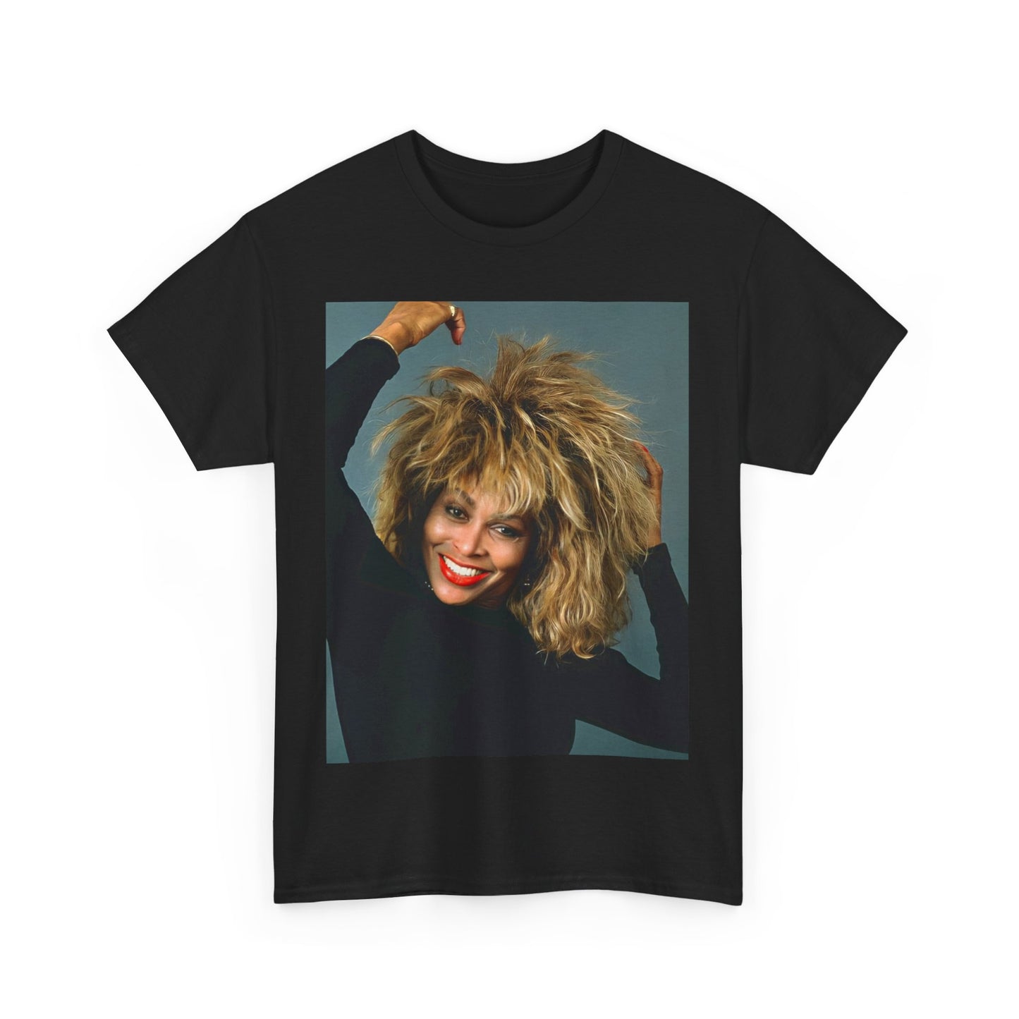 A black graphic t-shirt featuring a graphic related to Tina Turner's 'Private Dancer' album era.
