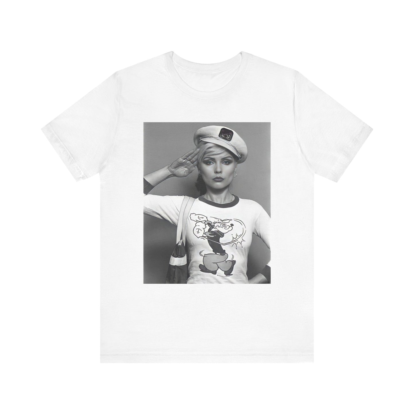A black graphic t-shirt featuring a classic black and white graphic of the band Blondie.