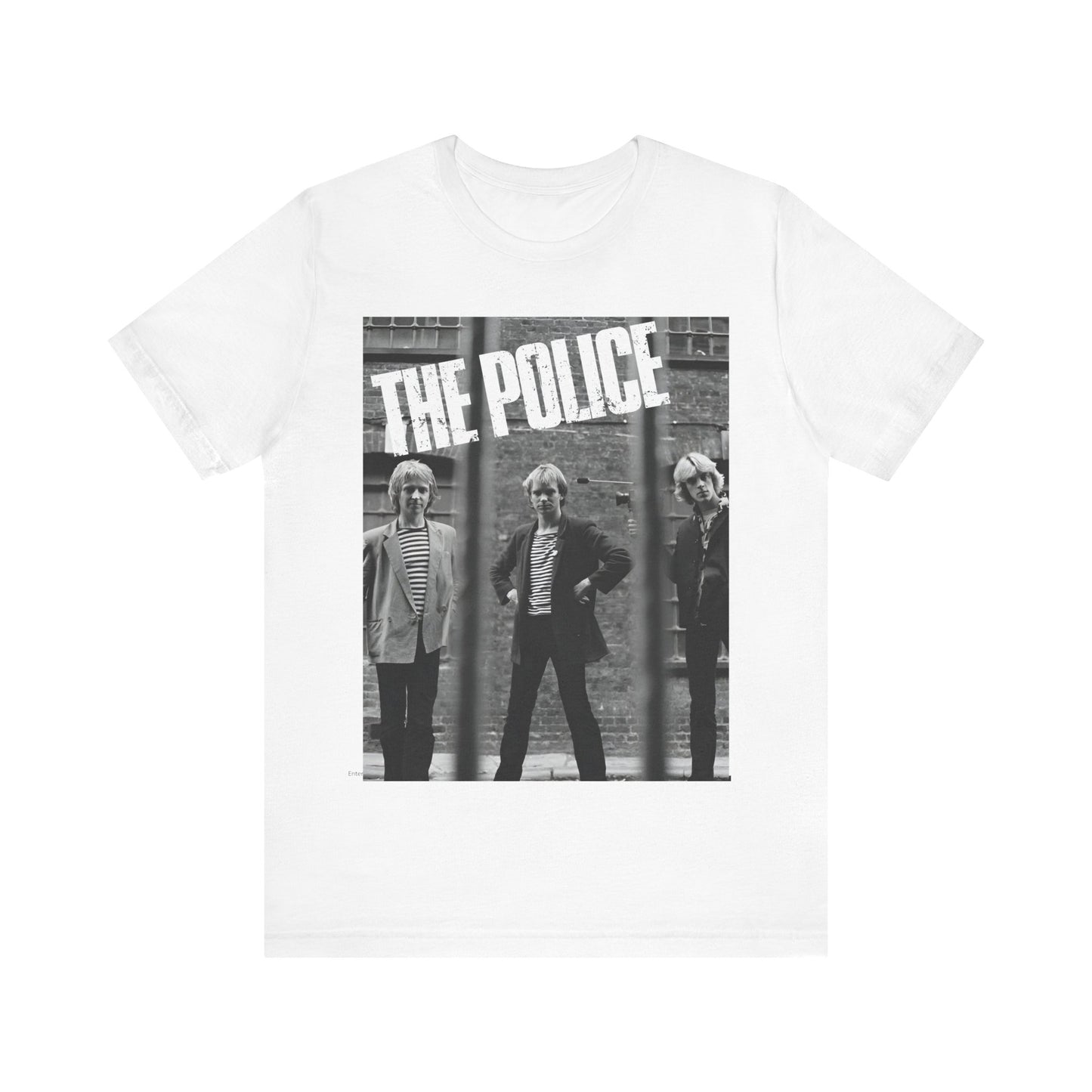 A black graphic t-shirt featuring a vintage new wave icon graphic of The Police.