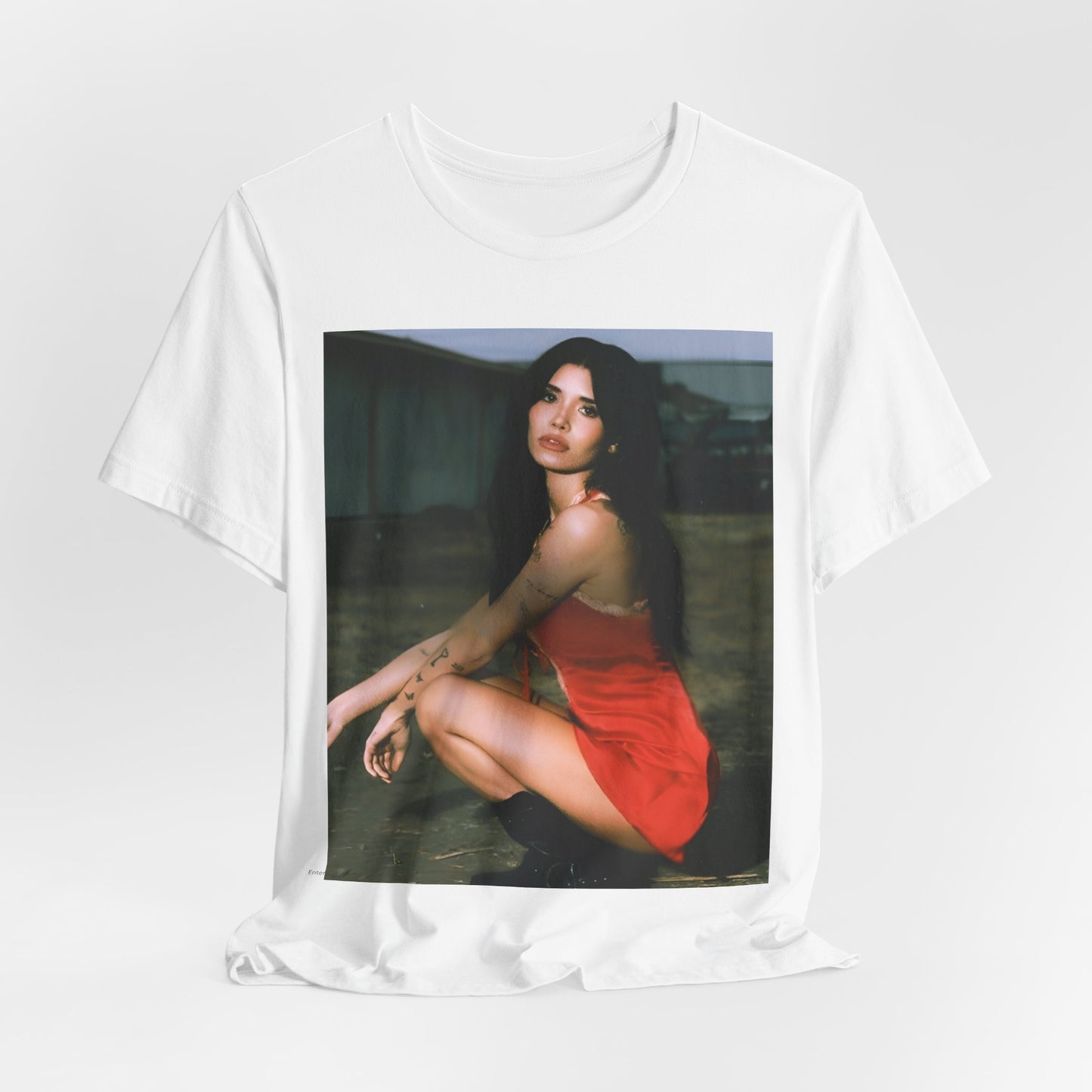 A black graphic t-shirt featuring a cool emo graphic of Nessa Barrett.