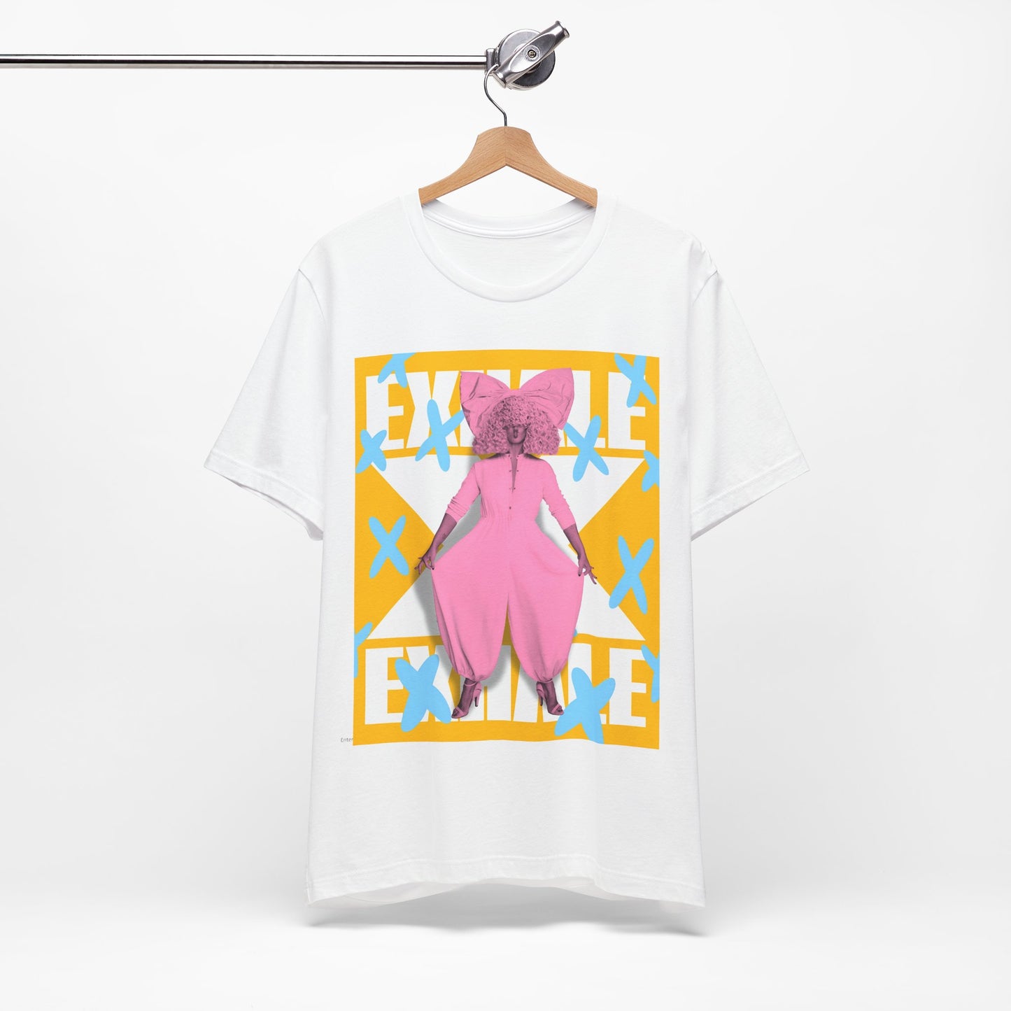 A black graphic t-shirt featuring a graphic related to Sia's 'Exhale' theme or lyrics.