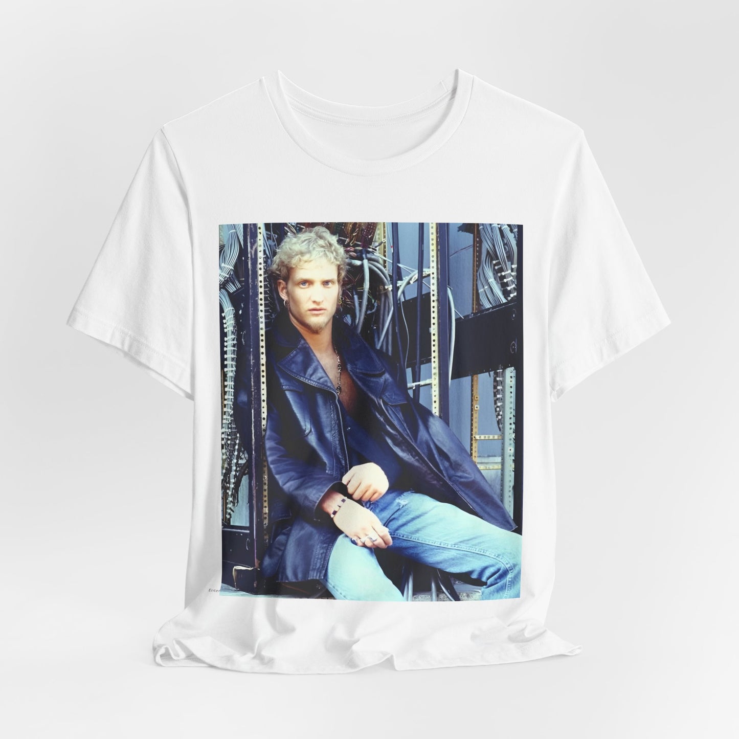 A black graphic t-shirt featuring a 90s-style graphic of Layne Staley from Alice In Chains, possibly a portrait or performance image.