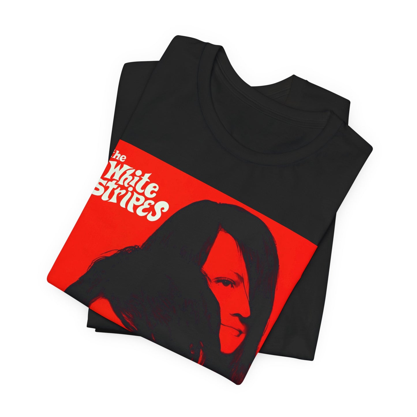 A black graphic t-shirt featuring a graphic related to The White Stripes' 'Icky Thump' album era.