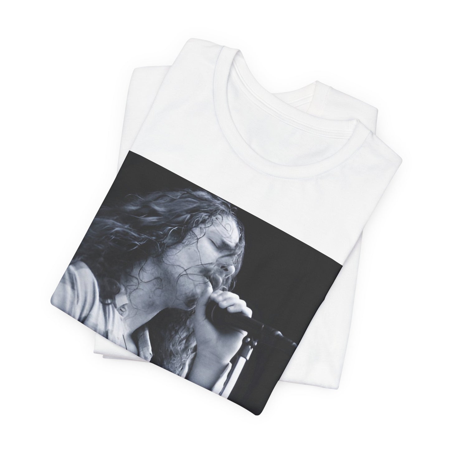 A black graphic t-shirt featuring a retro graphic related to Chris Cornell's 'Superunknown' album era.