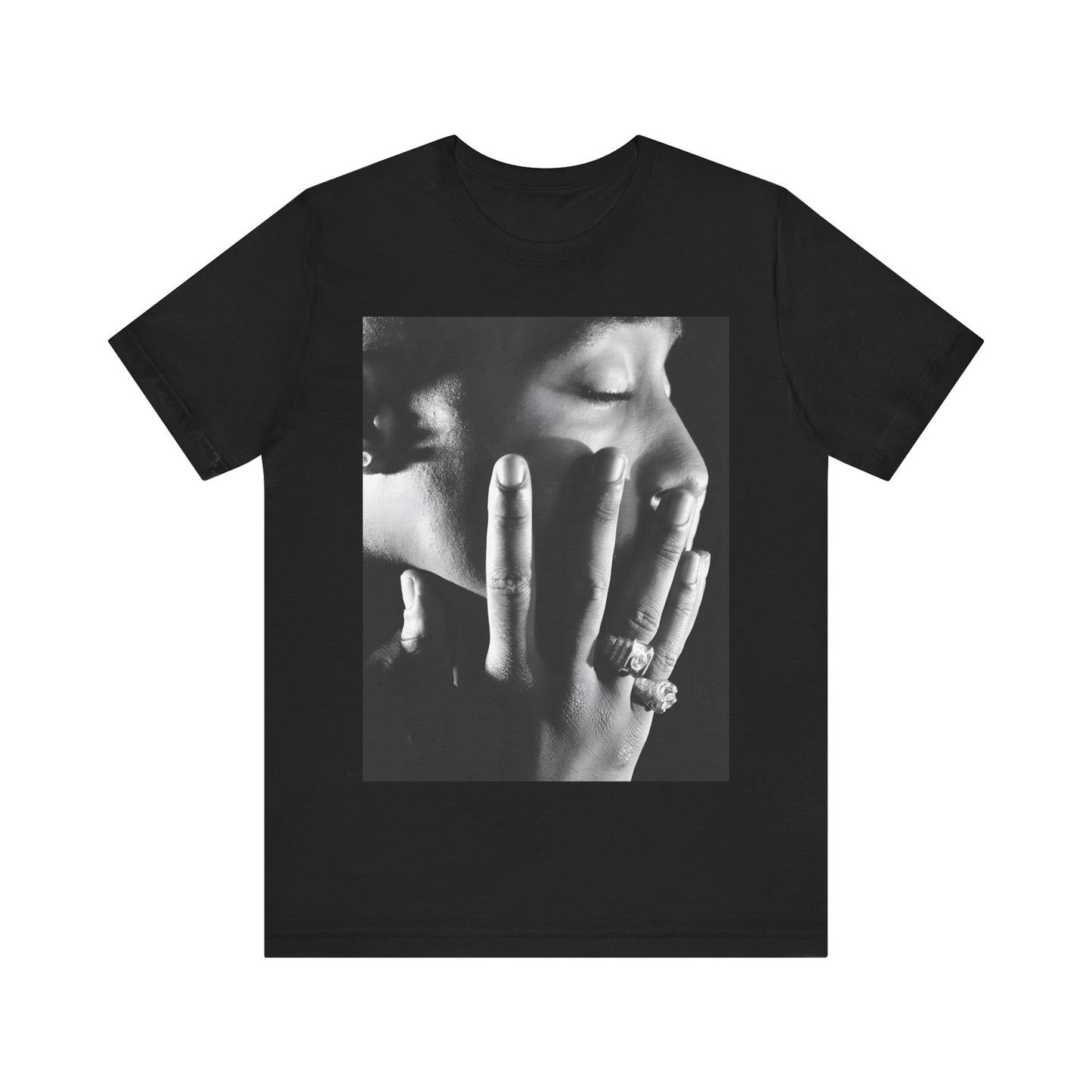 A black graphic t-shirt featuring an iconic West Coast swag graphic of Tupac.