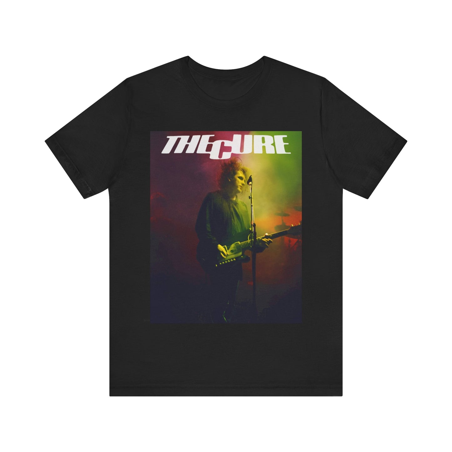 A black graphic t-shirt featuring a concert graphic related to The Cure's 'Lovesong' era.