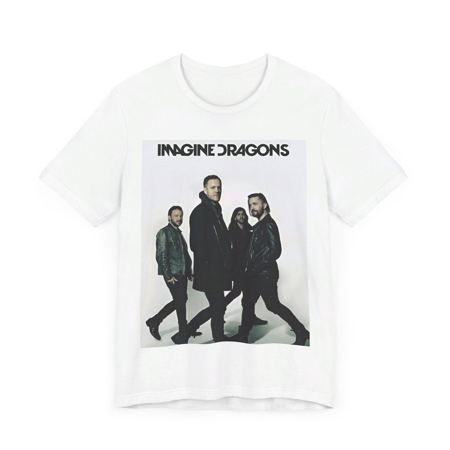 A black graphic t-shirt featuring a melodic indie rock graphic of Imagine Dragons.