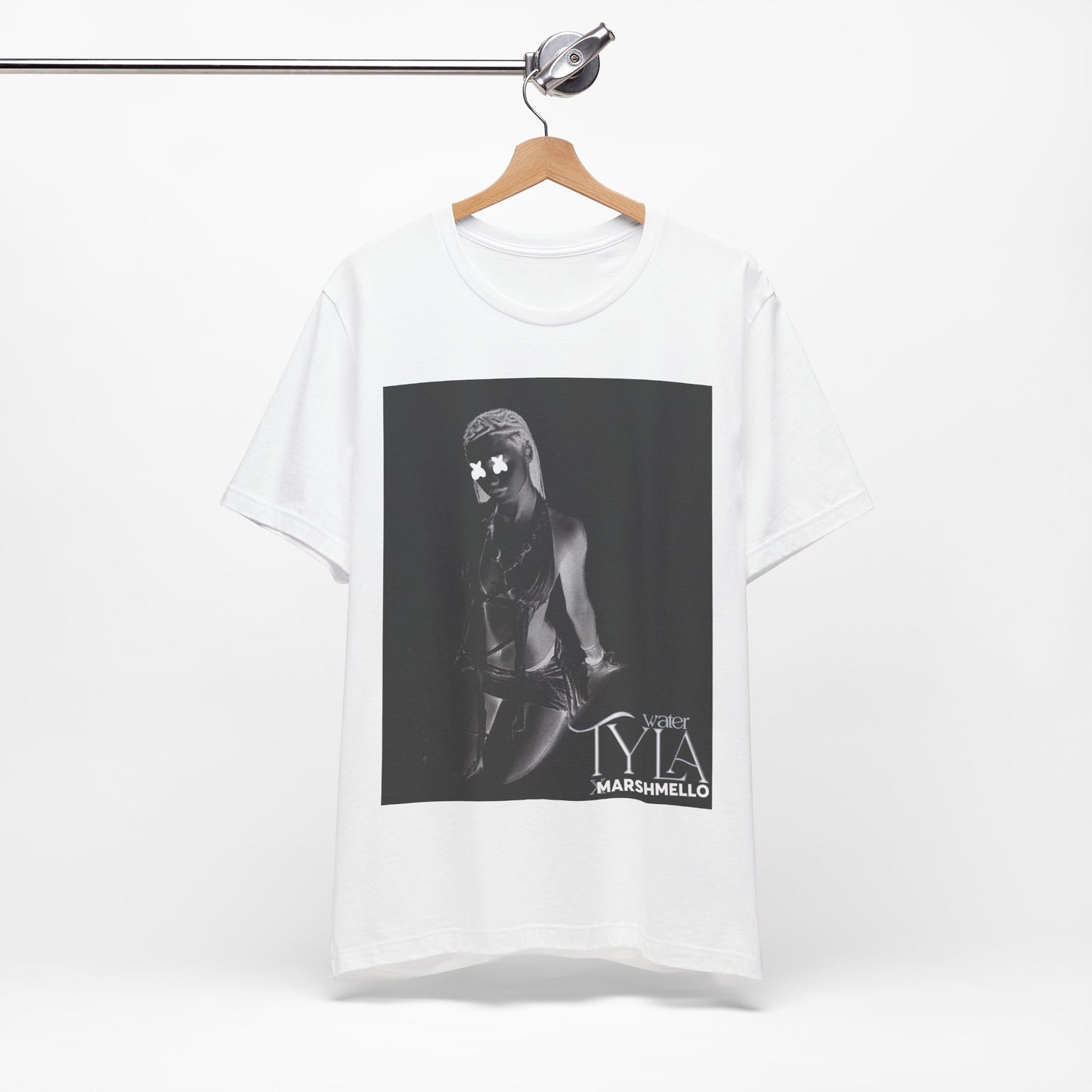 A black graphic t-shirt featuring a vintage amapiano icon graphic of Tyla.