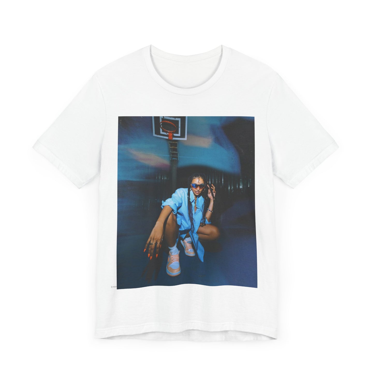 A black graphic t-shirt featuring an indie R&B streetwear graphic of Tinashe.