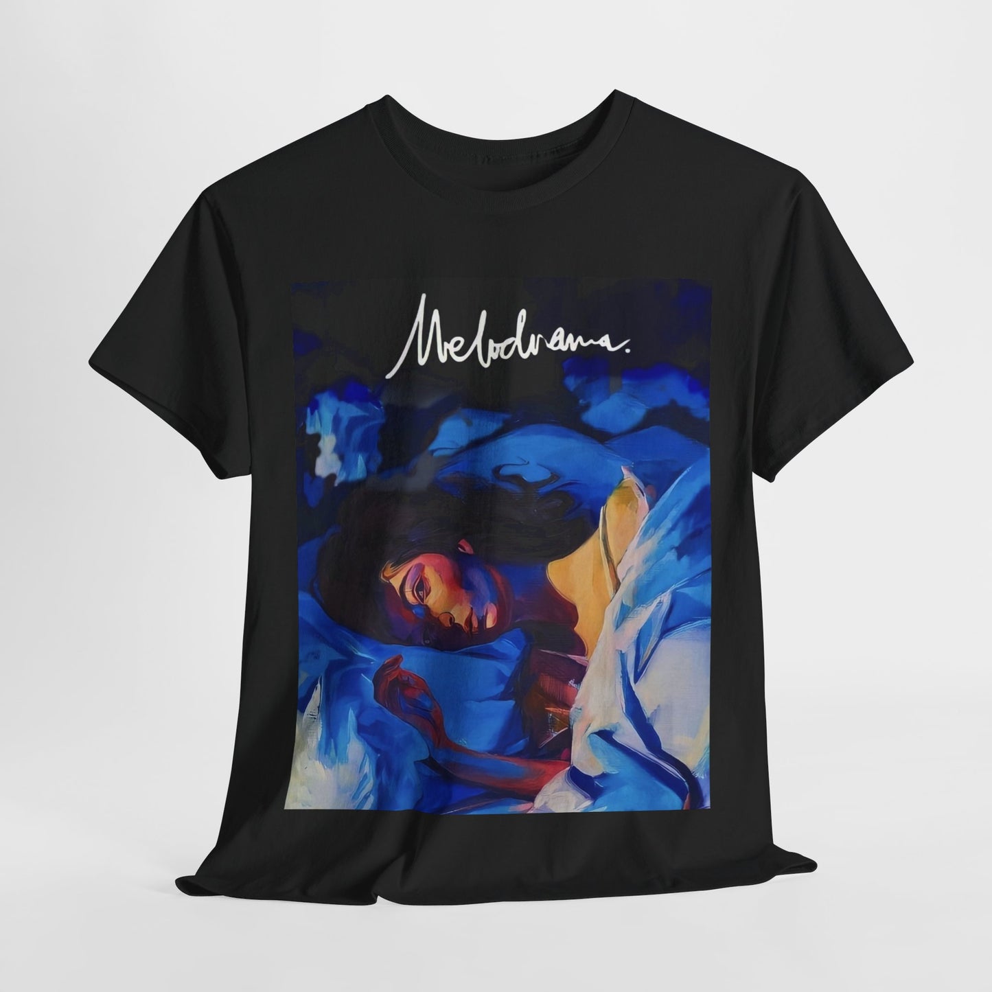 A black graphic t-shirt featuring a graphic related to Lorde's 'Melodrama' album.