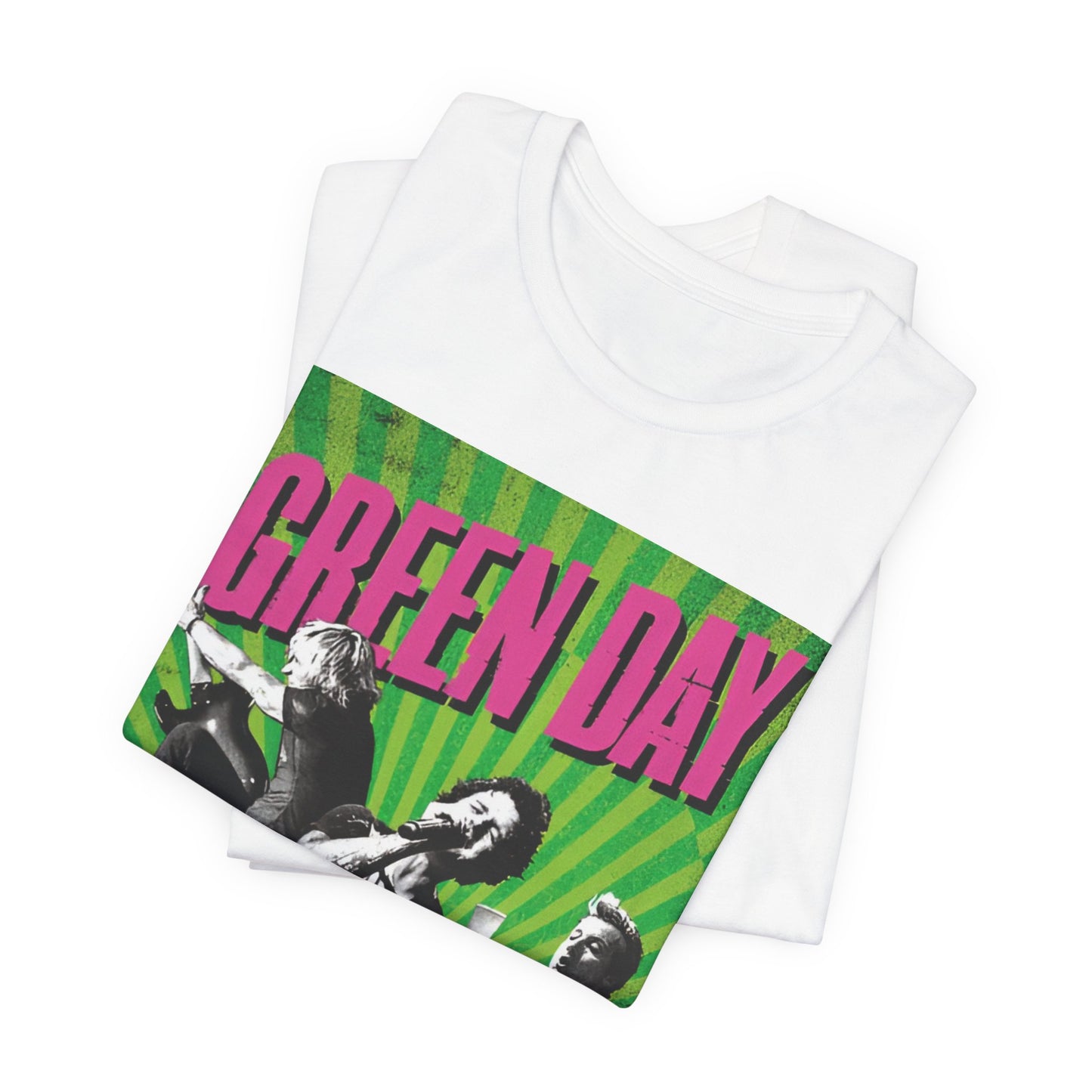 A black graphic t-shirt featuring a graphic related to Green Day's 'Basket Case' song.