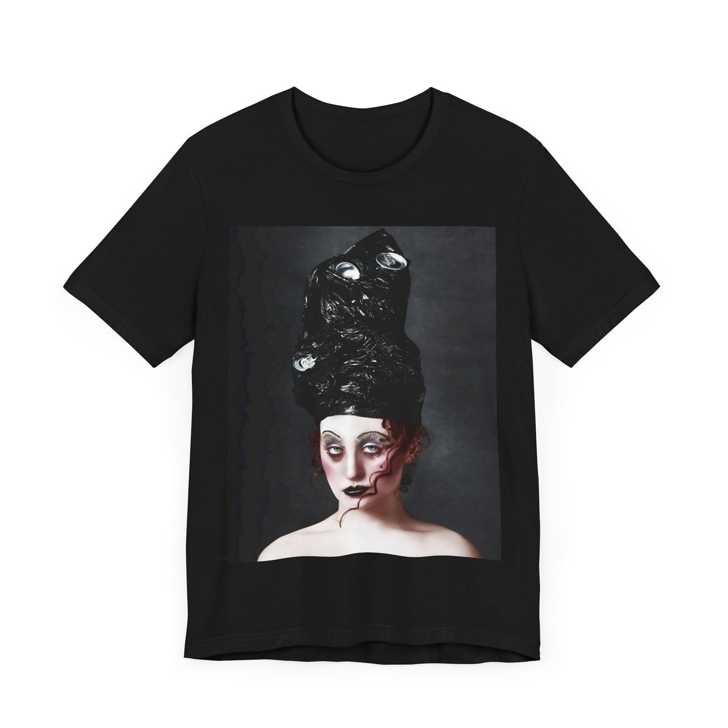 A black graphic t-shirt featuring a vintage graphic of Chappell Roan as a drag pop icon.