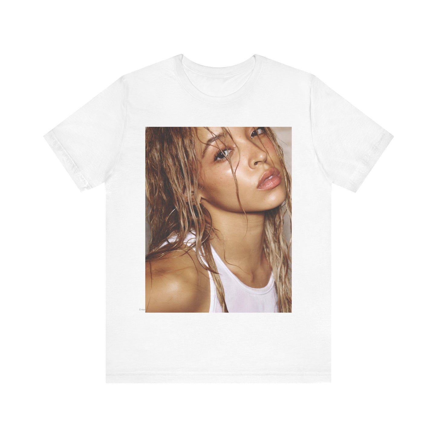 A black graphic t-shirt featuring a nostalgic indie R&B vibes graphic of Tinashe.