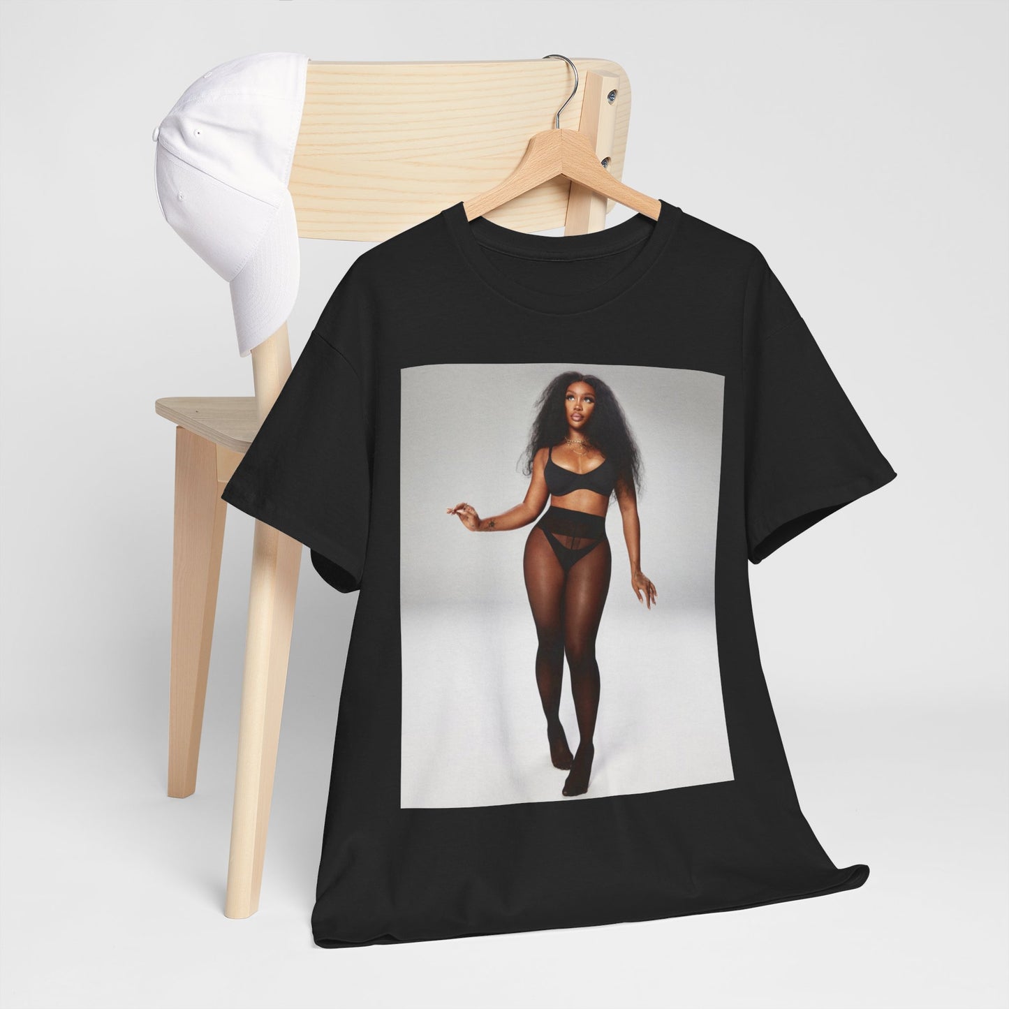 A black graphic t-shirt featuring a graphic related to SZA's 'Good Days' song or era.