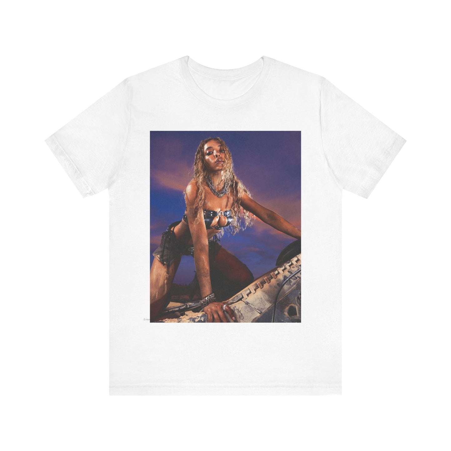 A black graphic t-shirt featuring a vintage graphic related to Tinashe's 'Nasty' era.
