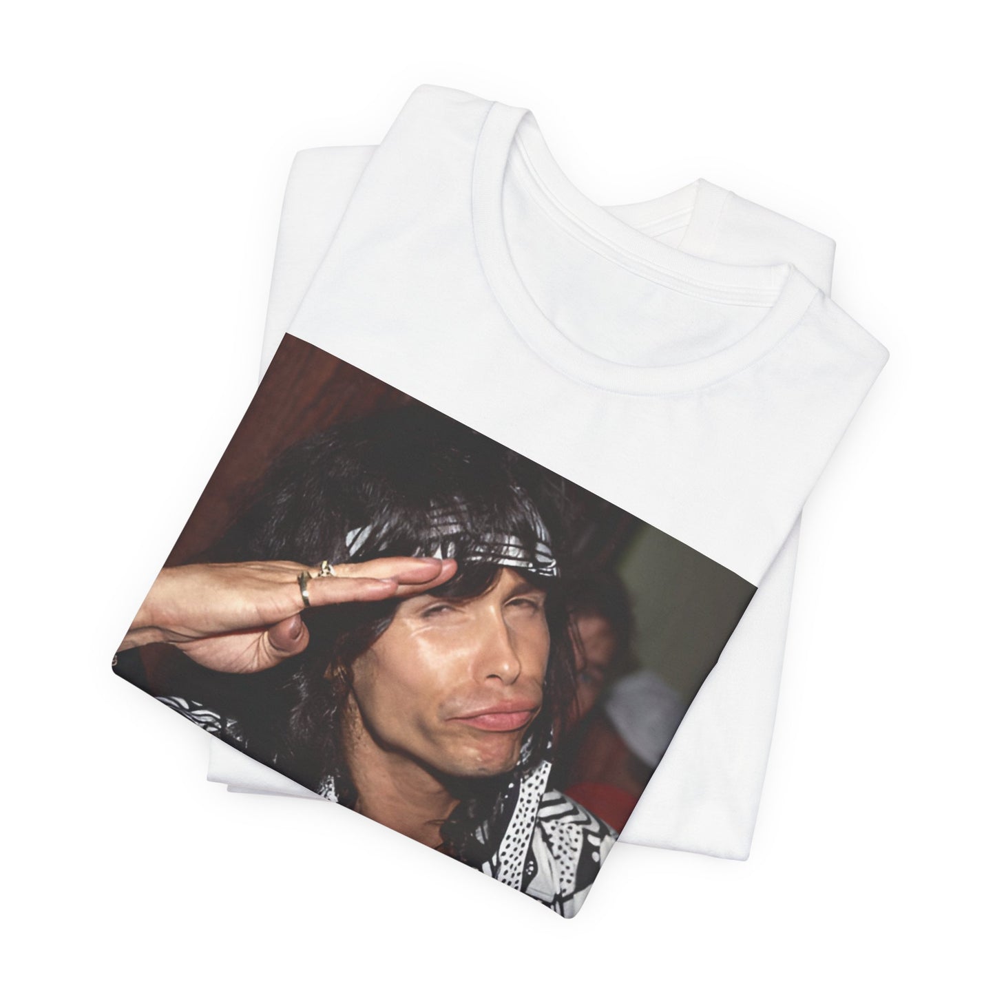 A black graphic t-shirt featuring a design related to Aerosmith's 'Get a Grip' tour, possibly incorporating album art elements or band visuals from that era.