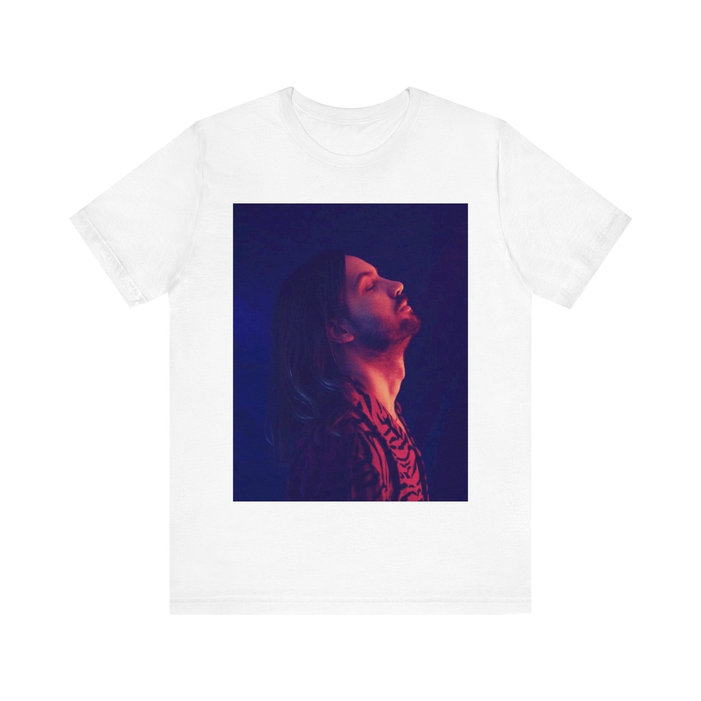 A black graphic t-shirt featuring a retro indie alt-rock graphic of Tame Impala.