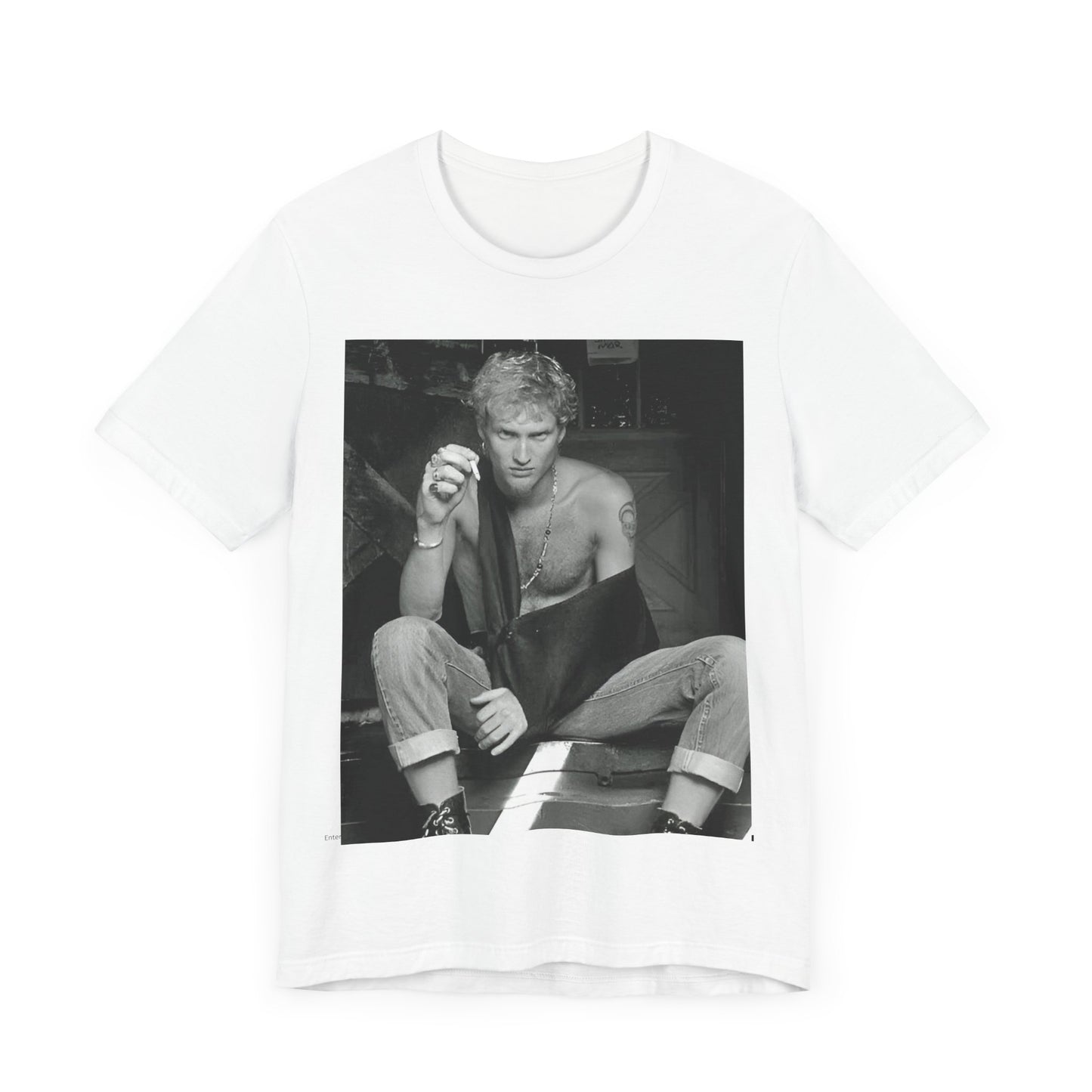 A black graphic t-shirt featuring a 90s-style graphic of Layne Staley from Alice In Chains, possibly a portrait or performance image.