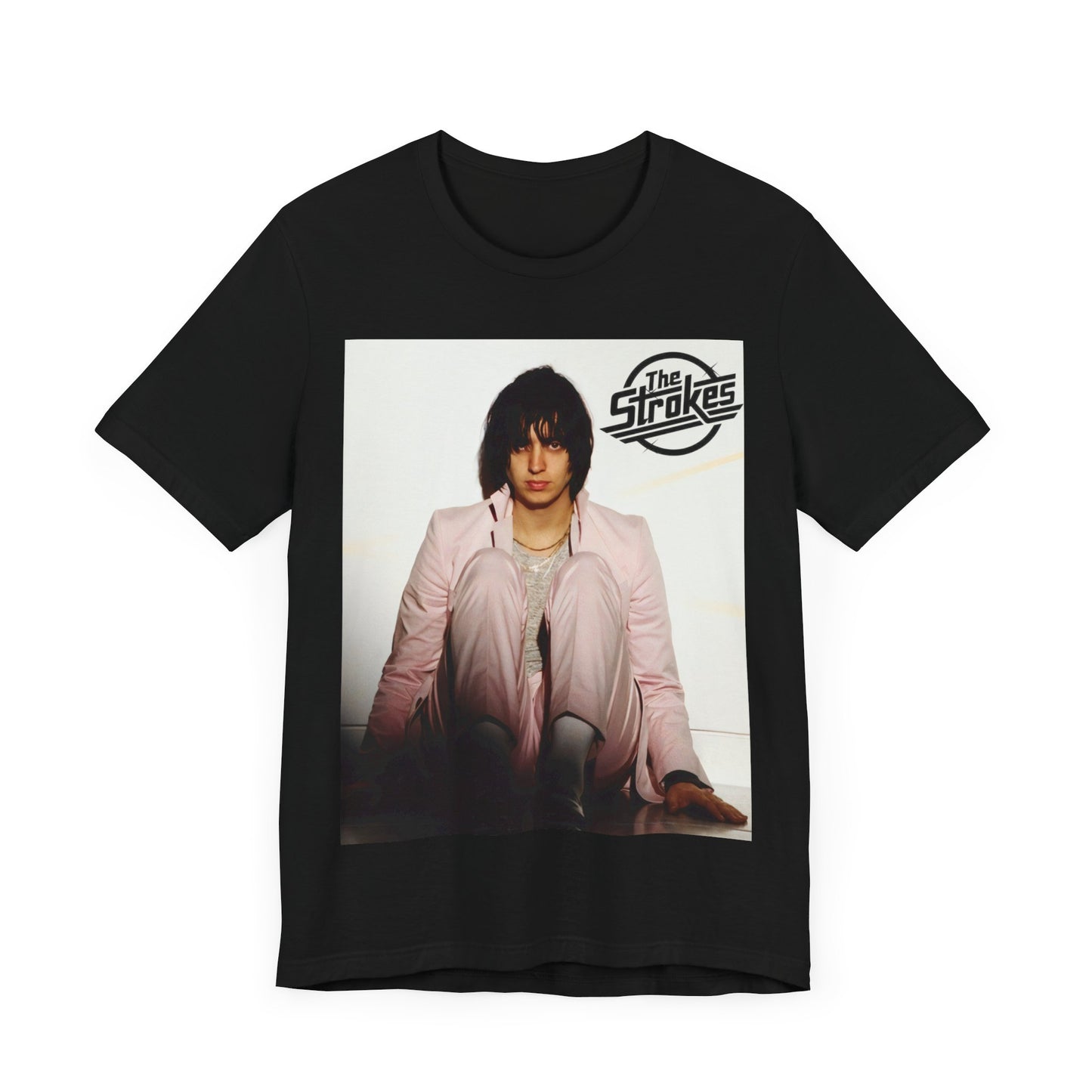 A black graphic t-shirt featuring a graphic of The Strokes with cool New York City vibes.
