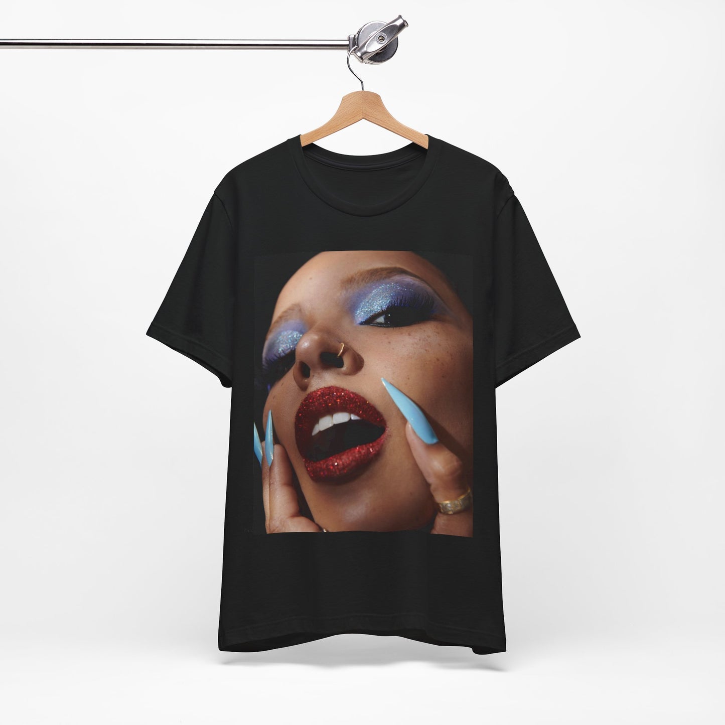 A black graphic t-shirt featuring a graphic related to Tinashe's '2 On' song or era.