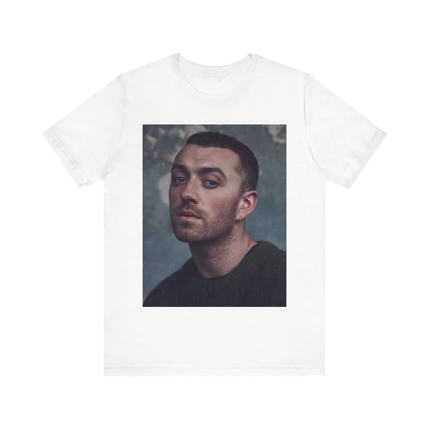 A black graphic t-shirt featuring a retro graphic related to Sam Smith's 'Stay With Me' song or era.