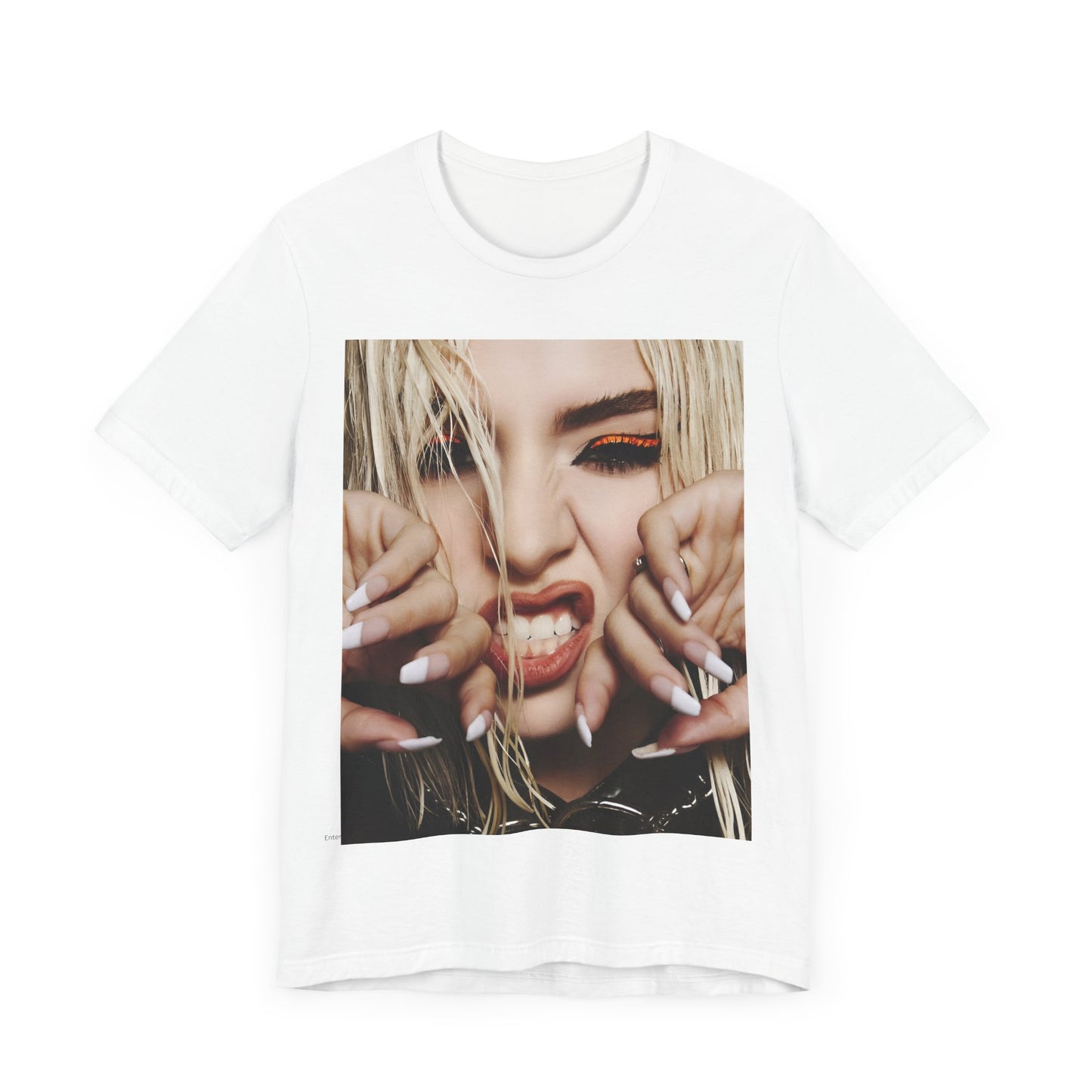 A black graphic t-shirt featuring a graphic of Ava Max with a pop punk aesthetic, possibly with bold lines, vibrant colors, or edgy elements.