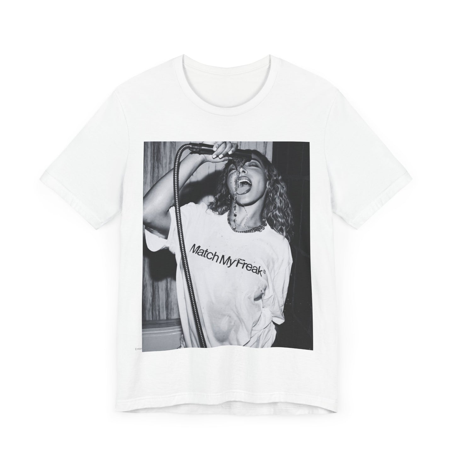 A black graphic t-shirt featuring a black and white graphic related to Tinashe's 'Nasty' era.