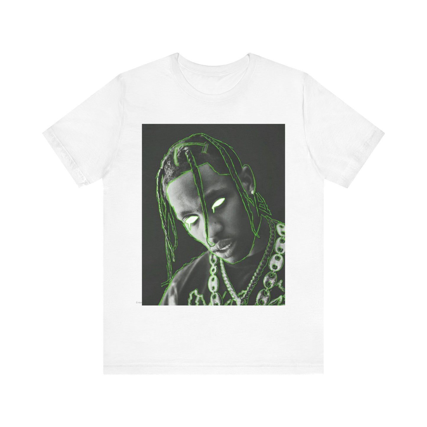 A black graphic t-shirt featuring a retro graphic related to Travis Scott's 'Sicko Mode' song or era.
