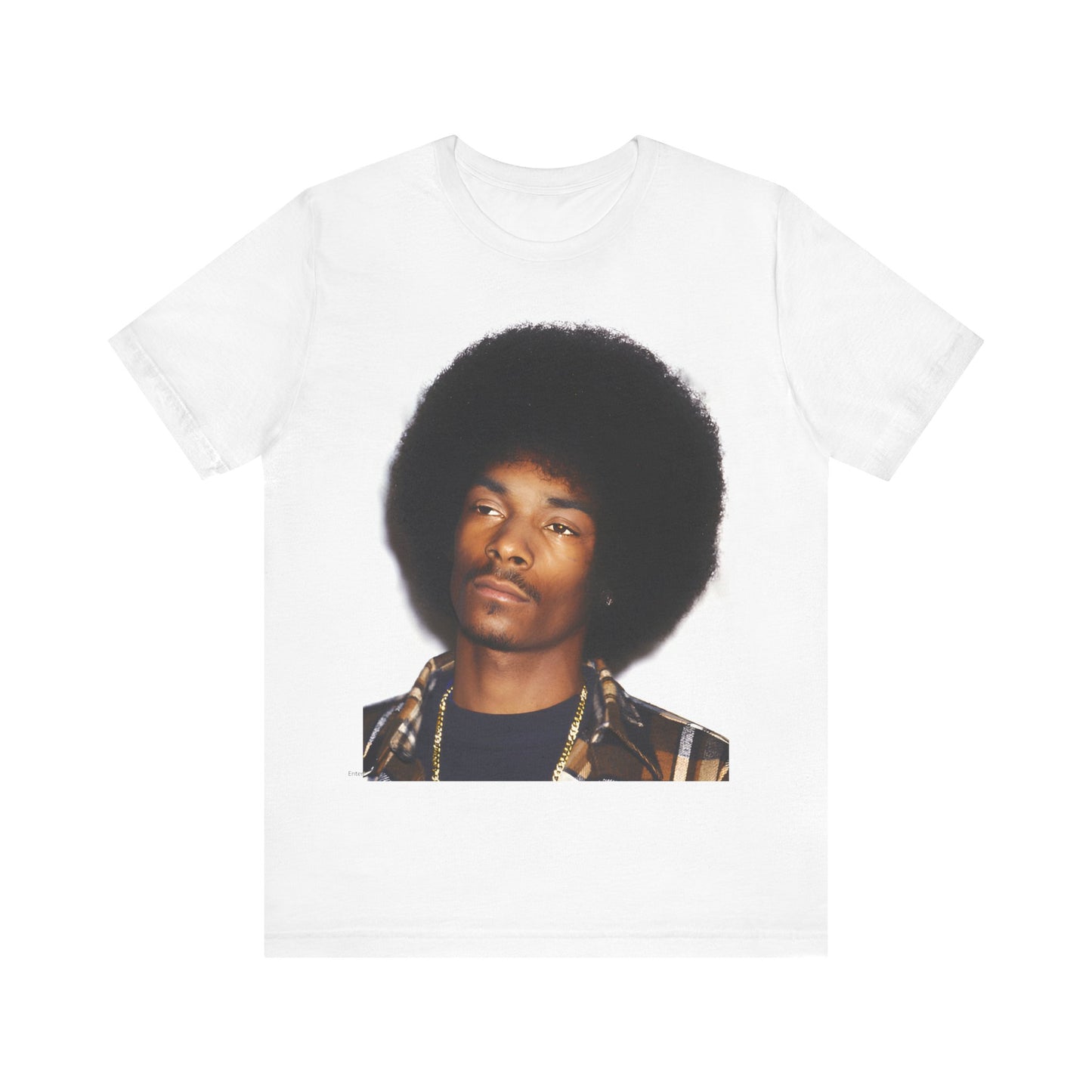 A black graphic t-shirt featuring a 90s vintage hip hop icon graphic of Snoop Dogg.