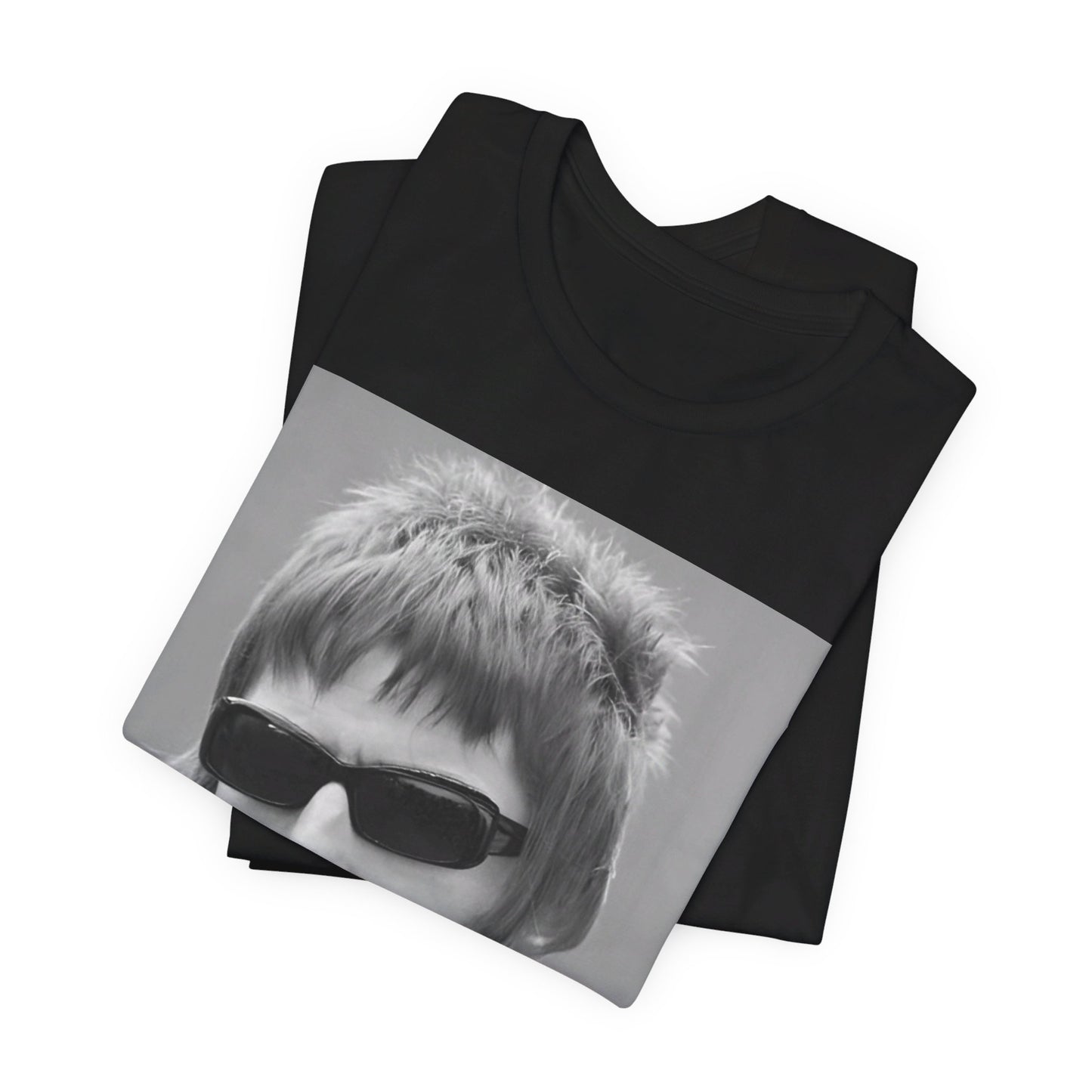 A black graphic t-shirt featuring a vintage graphic related to Oasis's 'Wonderwall' song or era.