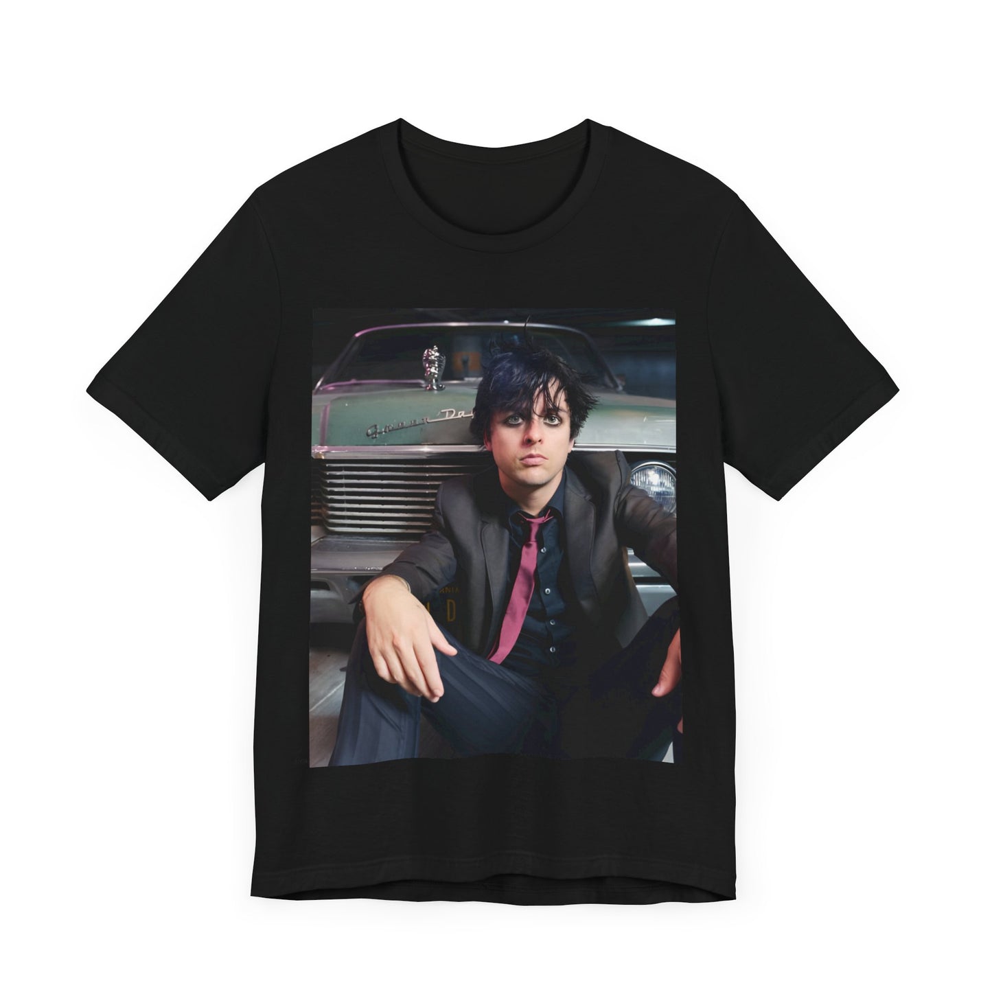 A black graphic t-shirt featuring a graphic related to Green Day's 'Boulevard of Broken Dreams' song or era.
