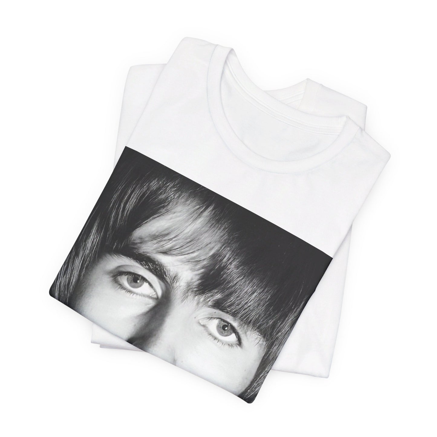 A black graphic t-shirt featuring a 90s portrait photo of Liam Gallagher from Oasis.