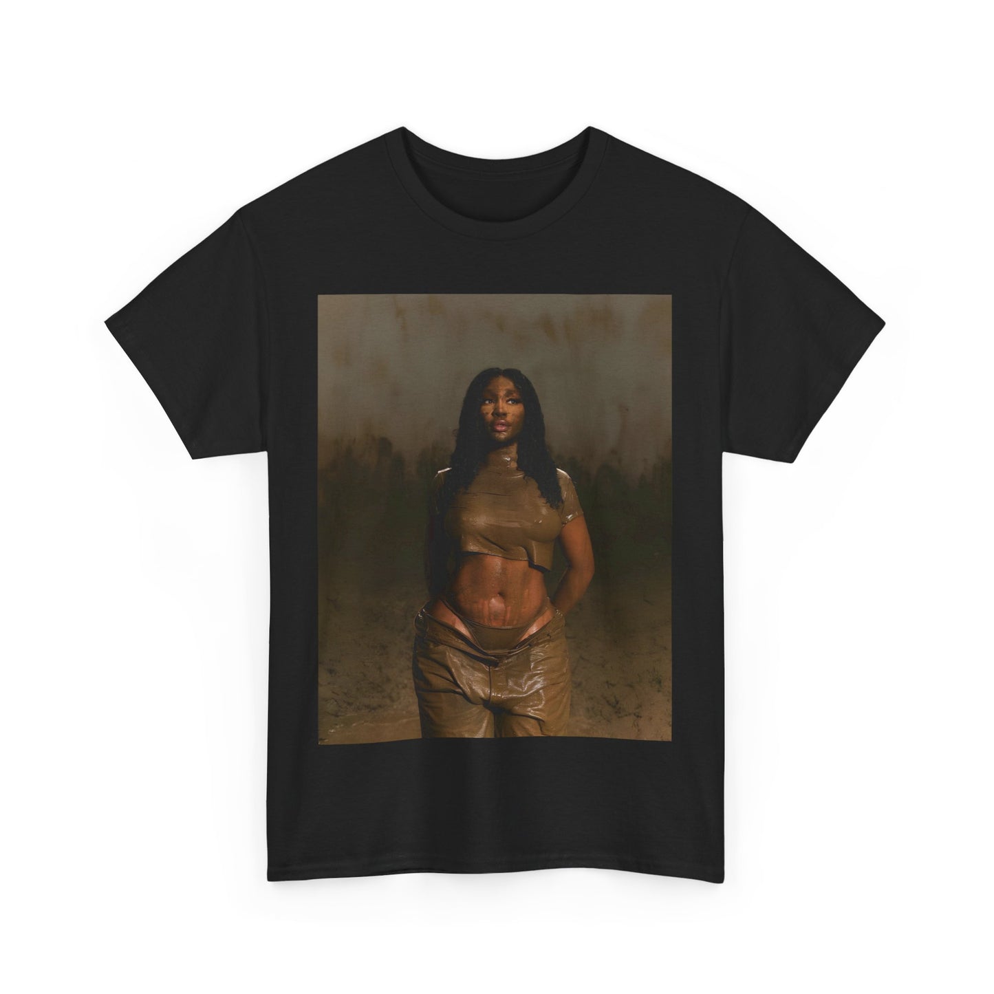 A black graphic t-shirt featuring a classic neo-soul aesthetic graphic of SZA.