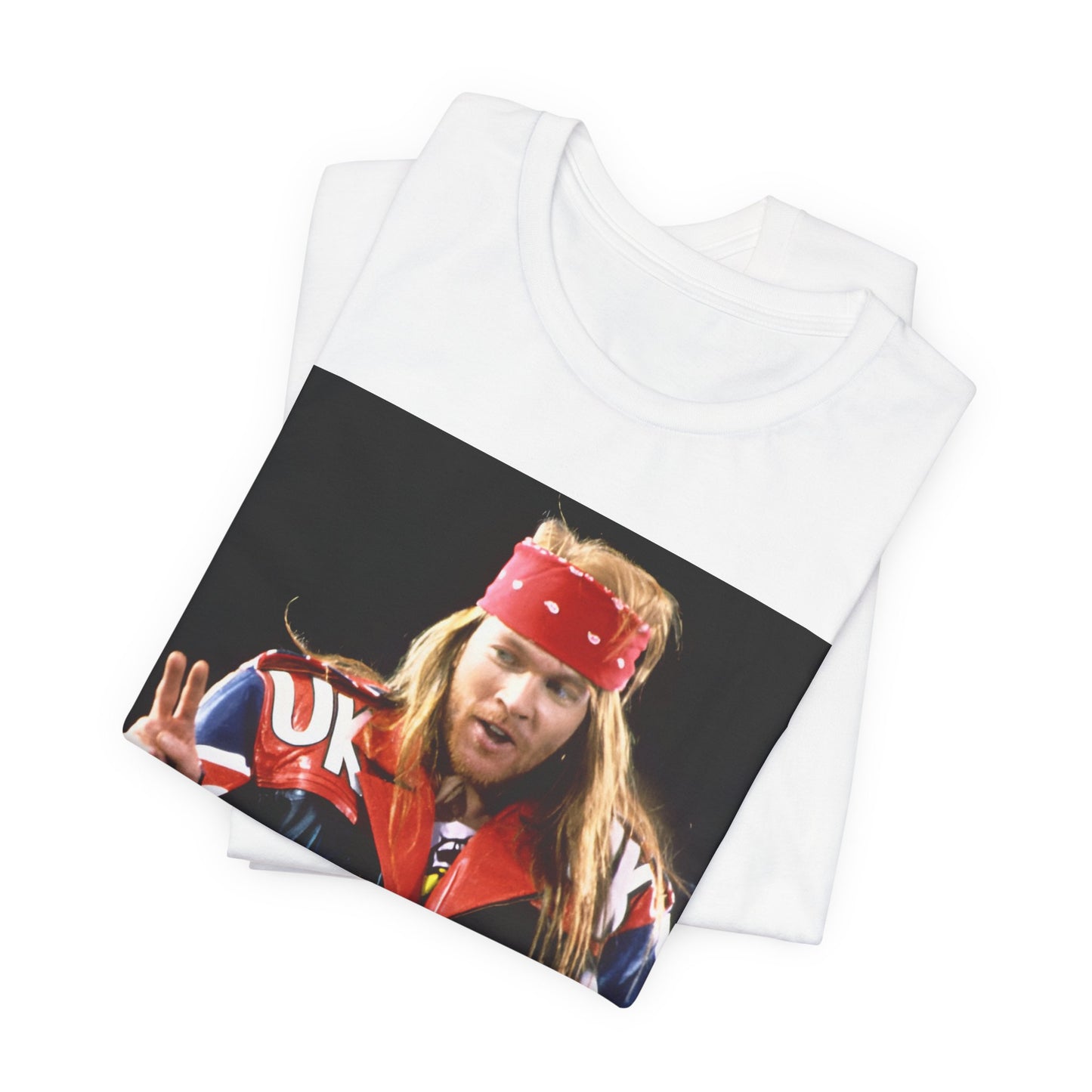 A black graphic t-shirt featuring a graphic related to Guns N' Roses' 1992 UK Live Wembley concert.