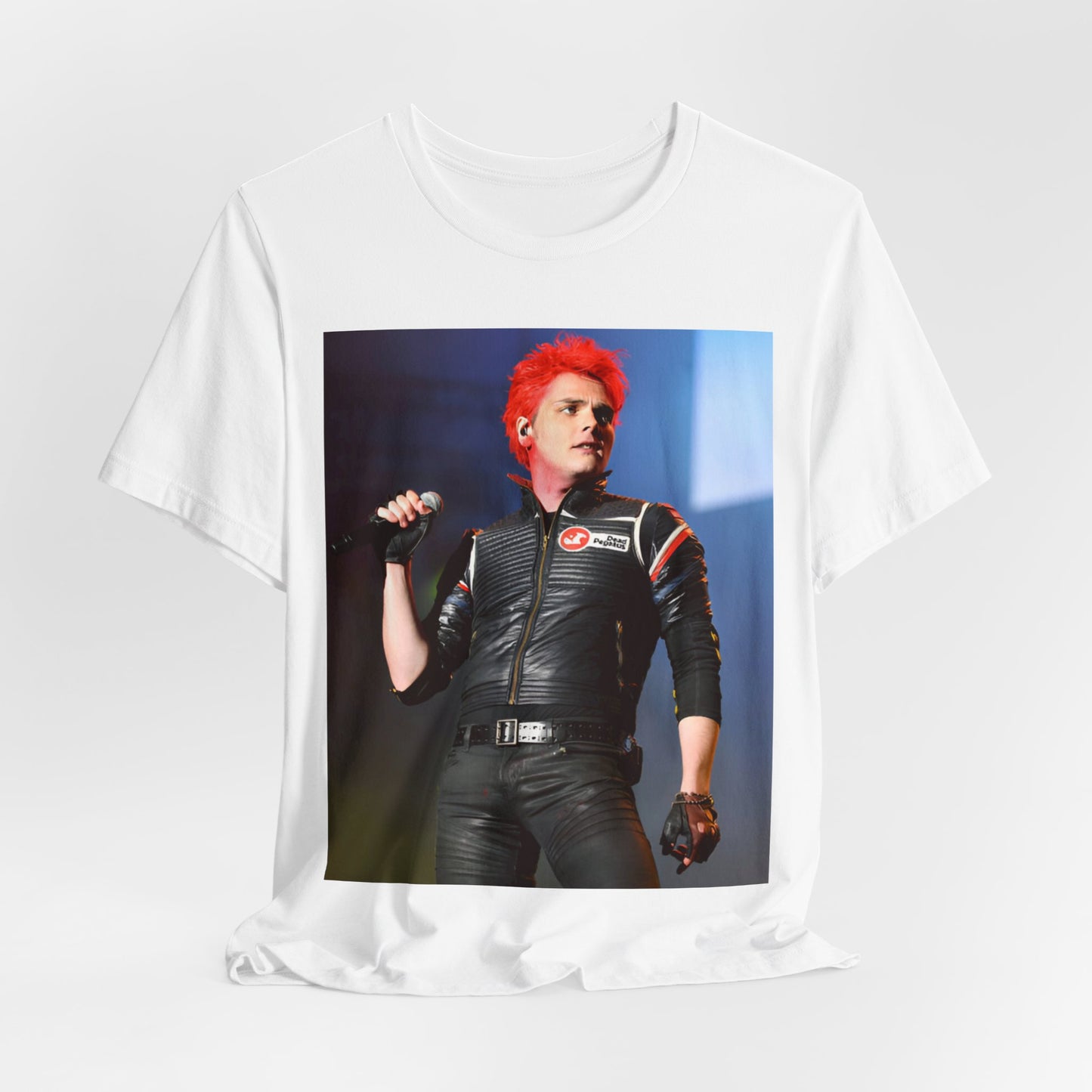 A black graphic t-shirt featuring a graphic related to My Chemical Romance's emo revival era.