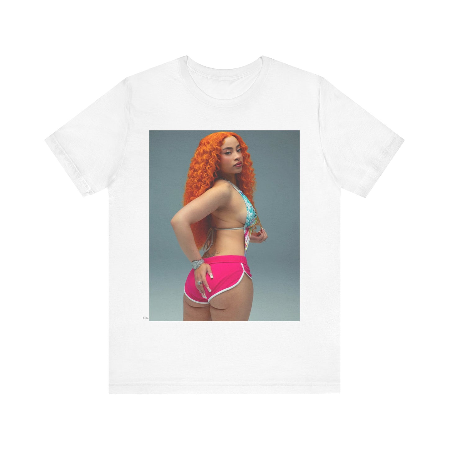 A black graphic t-shirt featuring a Y2K hip hop graphic of Ice Spice.