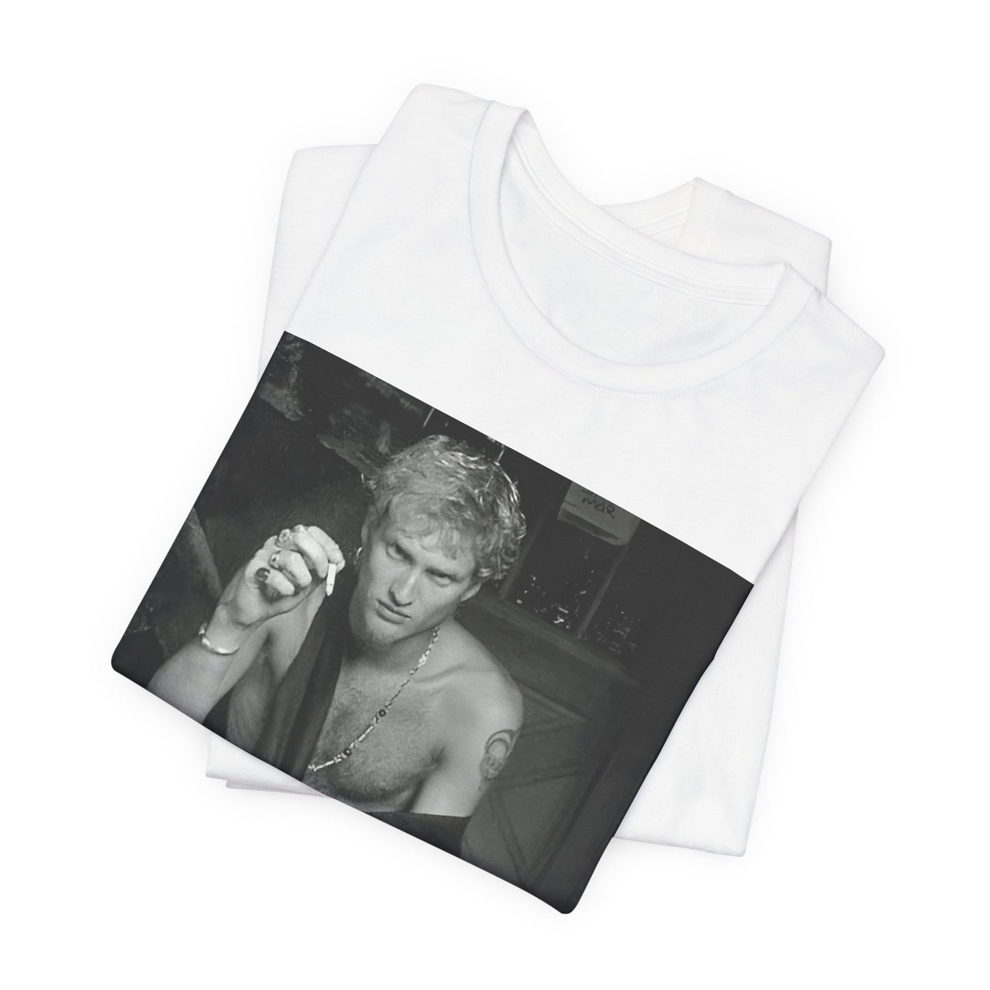 A black graphic t-shirt featuring a 90s-style graphic of Layne Staley from Alice In Chains, possibly a portrait or performance image.