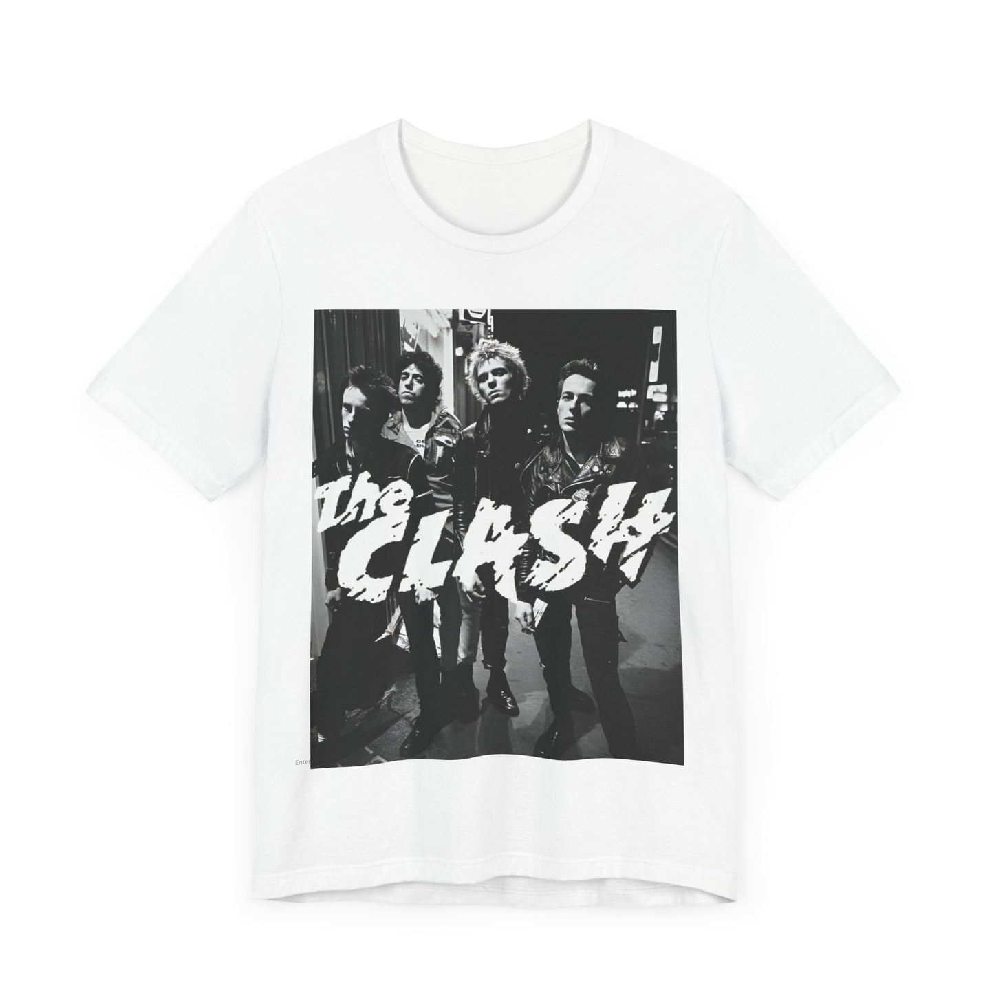 A black graphic t-shirt featuring a graphic related to The Clash's 'London Calling' album era.