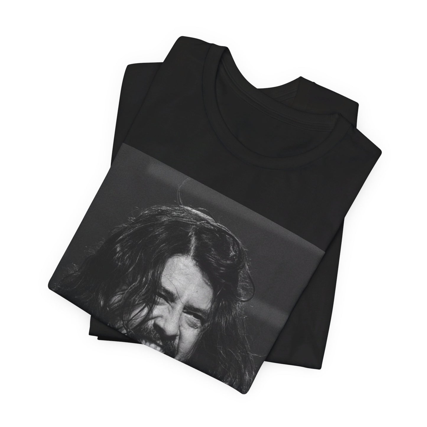 A black graphic t-shirt featuring a graphic related to Foo Fighters' 'All My Life' song or era.