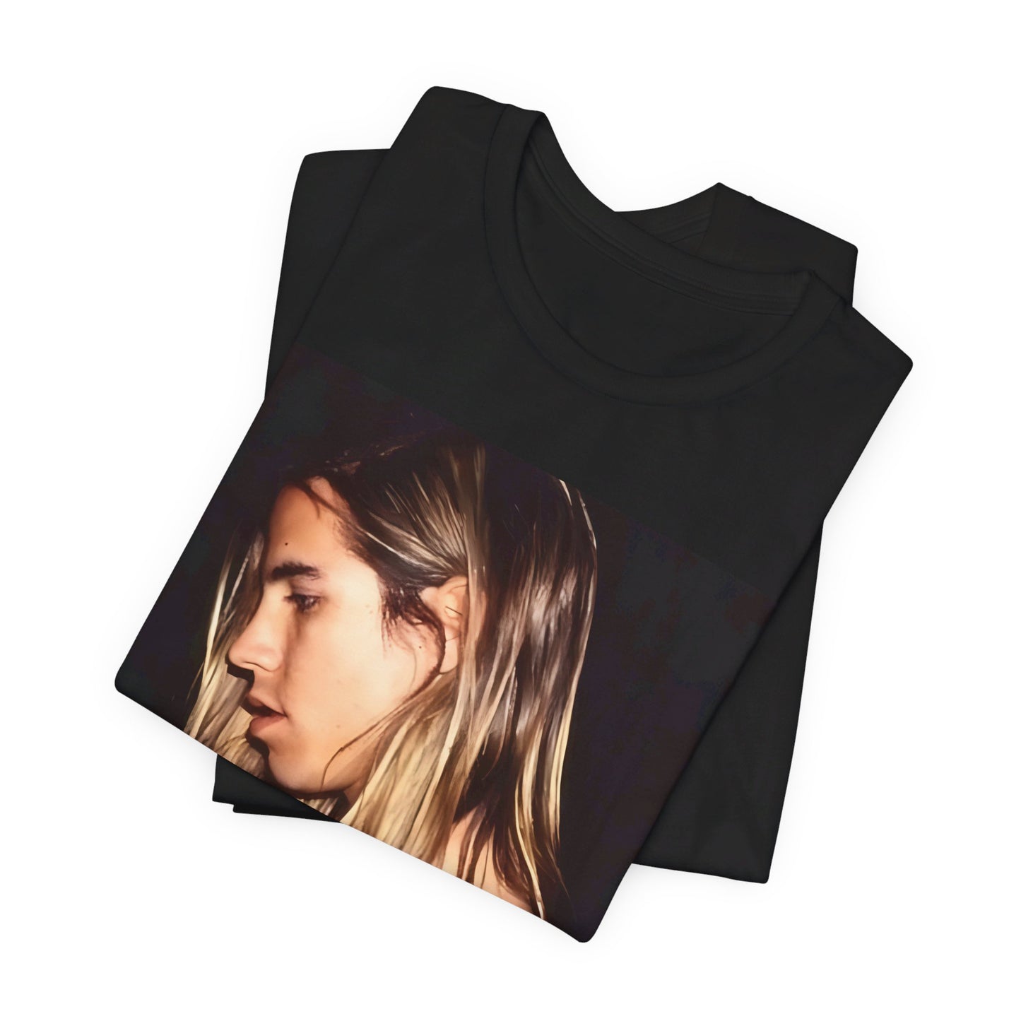 A black graphic t-shirt featuring a 90s graphic of Anthony Kiedis from Red Hot Chili Peppers, evoking LA style.