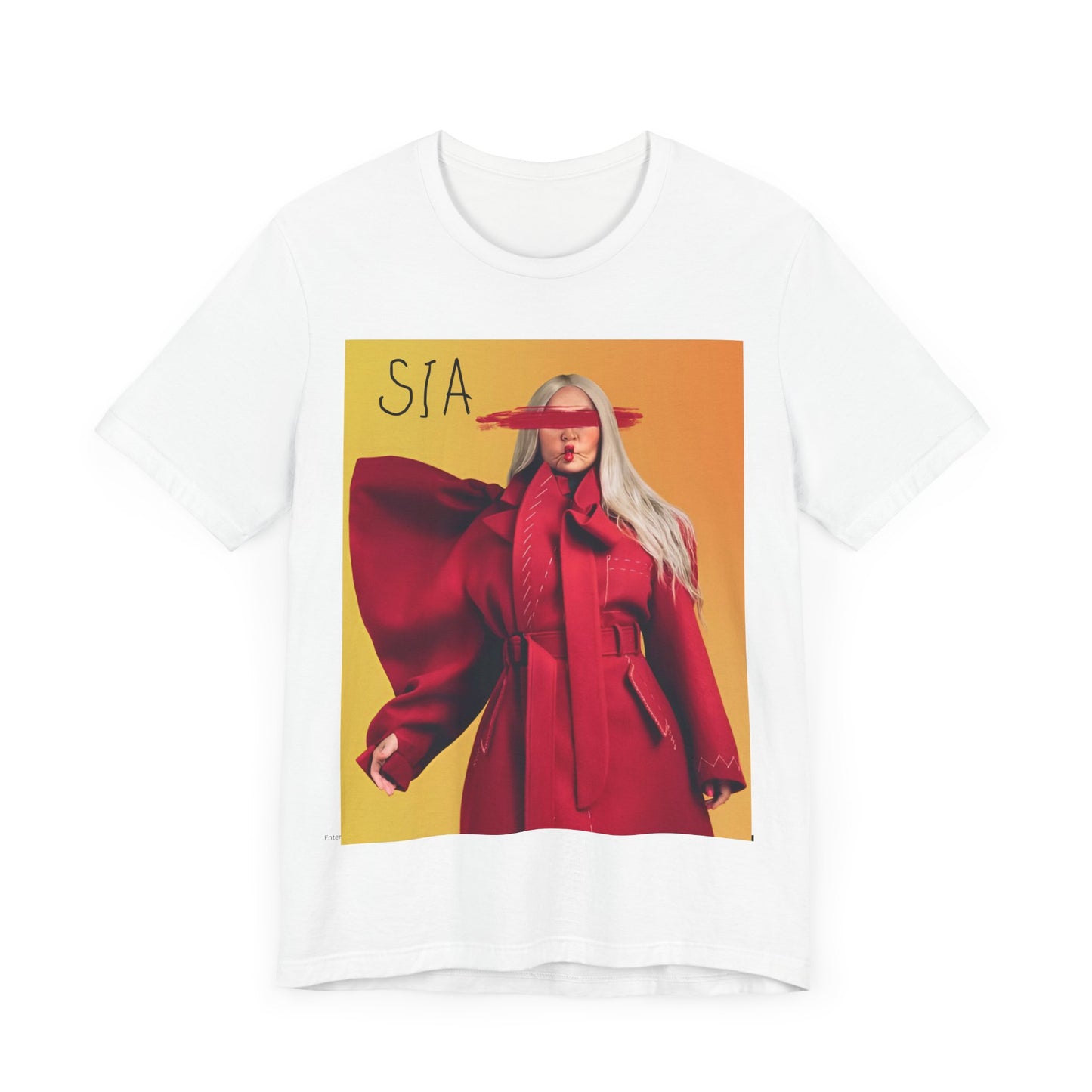 A black graphic t-shirt featuring a retro graphic related to Sia's '1000 Forms of Fear' album era.